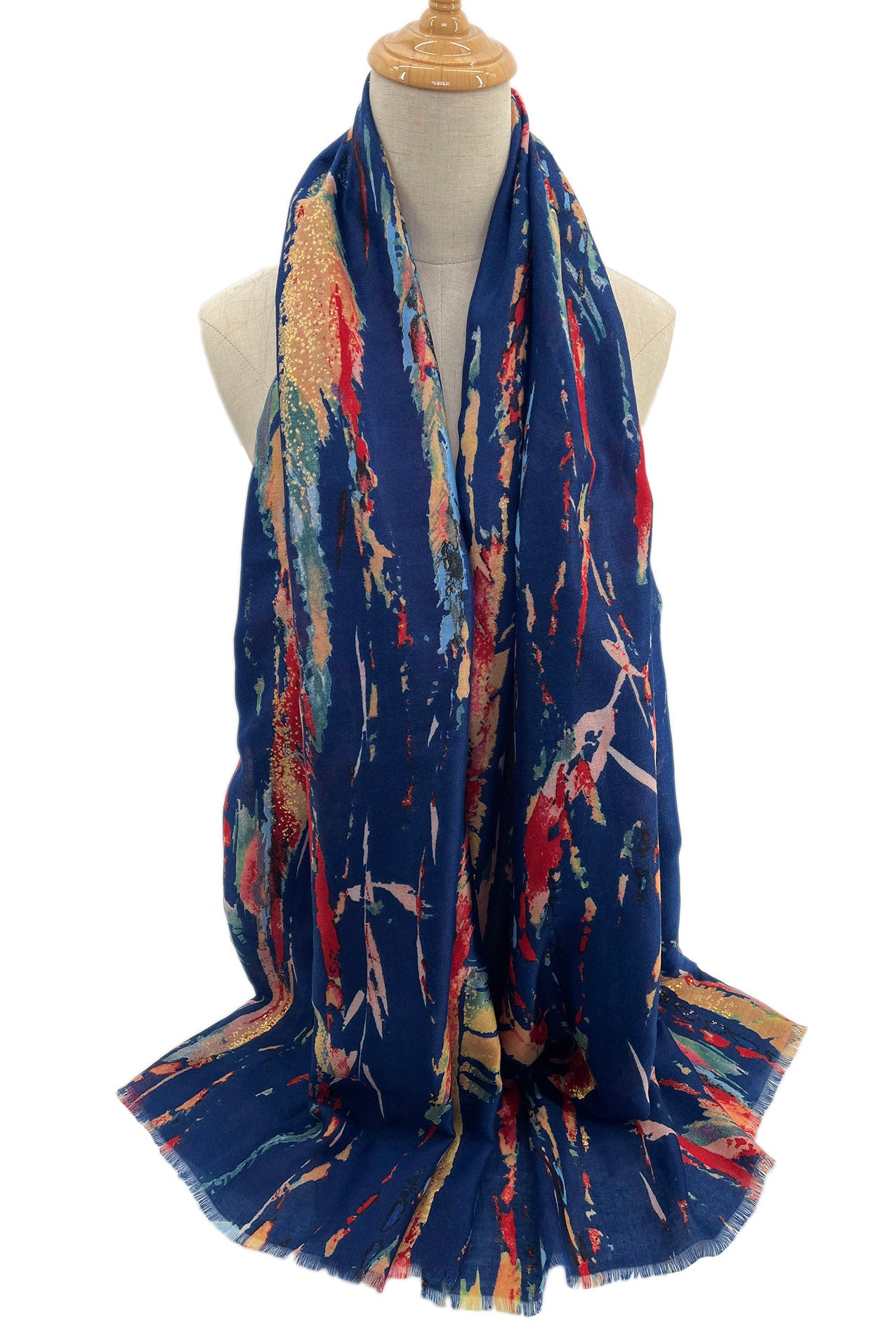 SF2110-735 Mix Cotton Lurex Splash Print Scarf