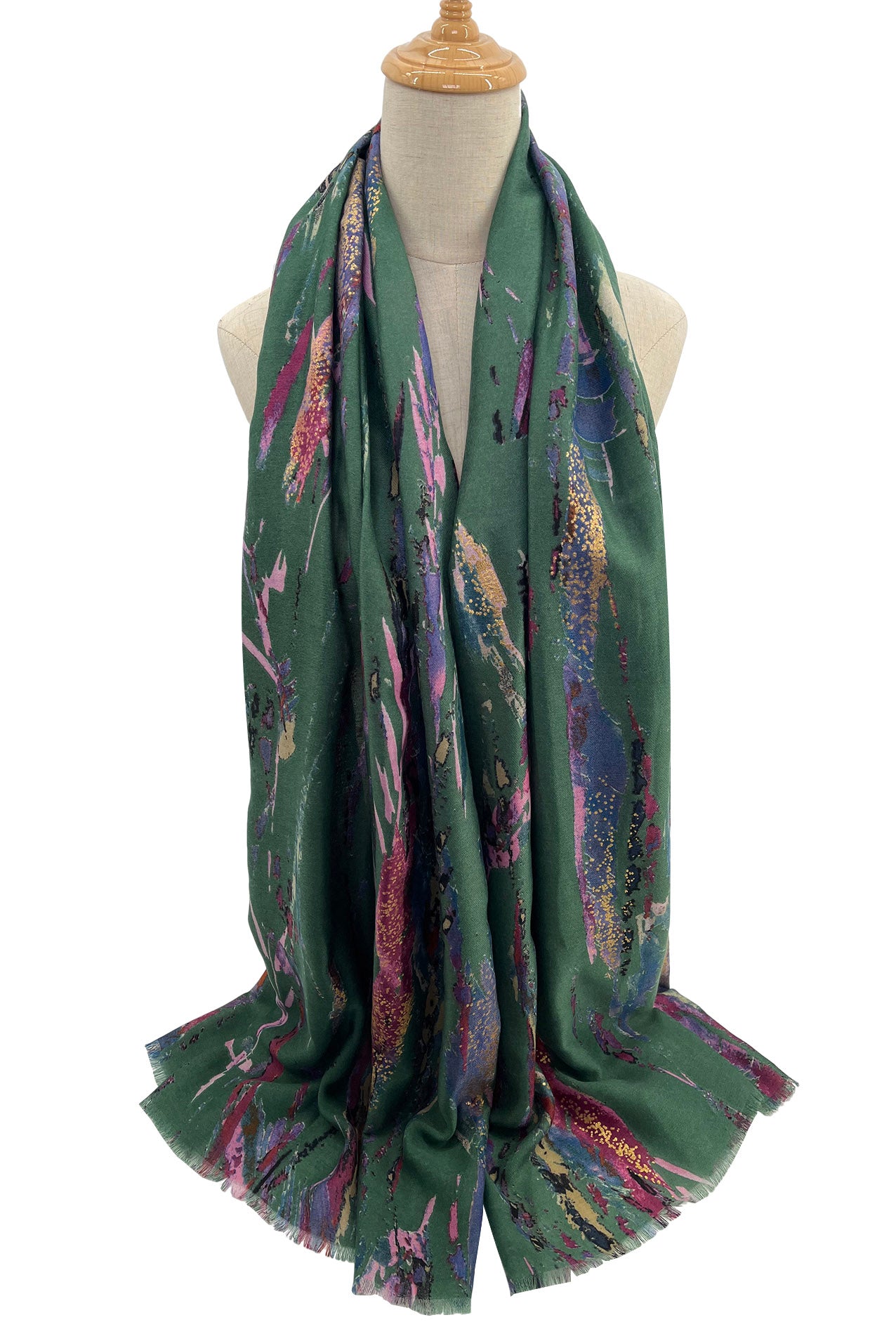 SF2110-735 Mix Cotton Lurex Splash Print Scarf