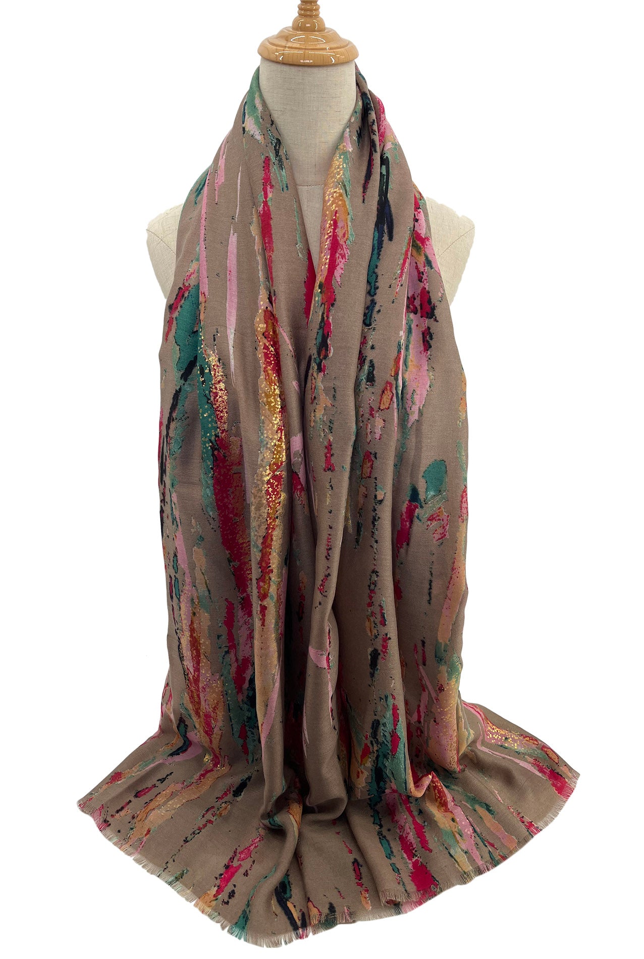 SF2110-735 Mix Cotton Lurex Splash Print Scarf