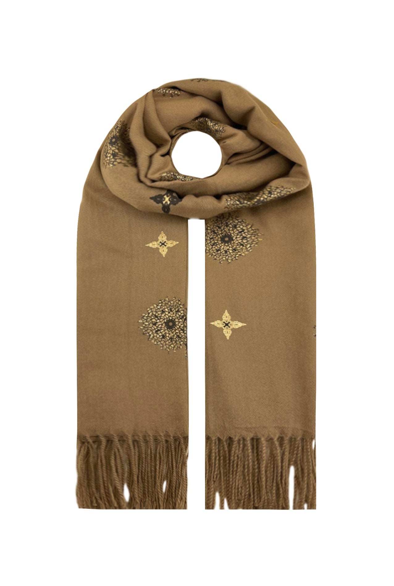 SF21100-614 Golden Patterned Mix scarf