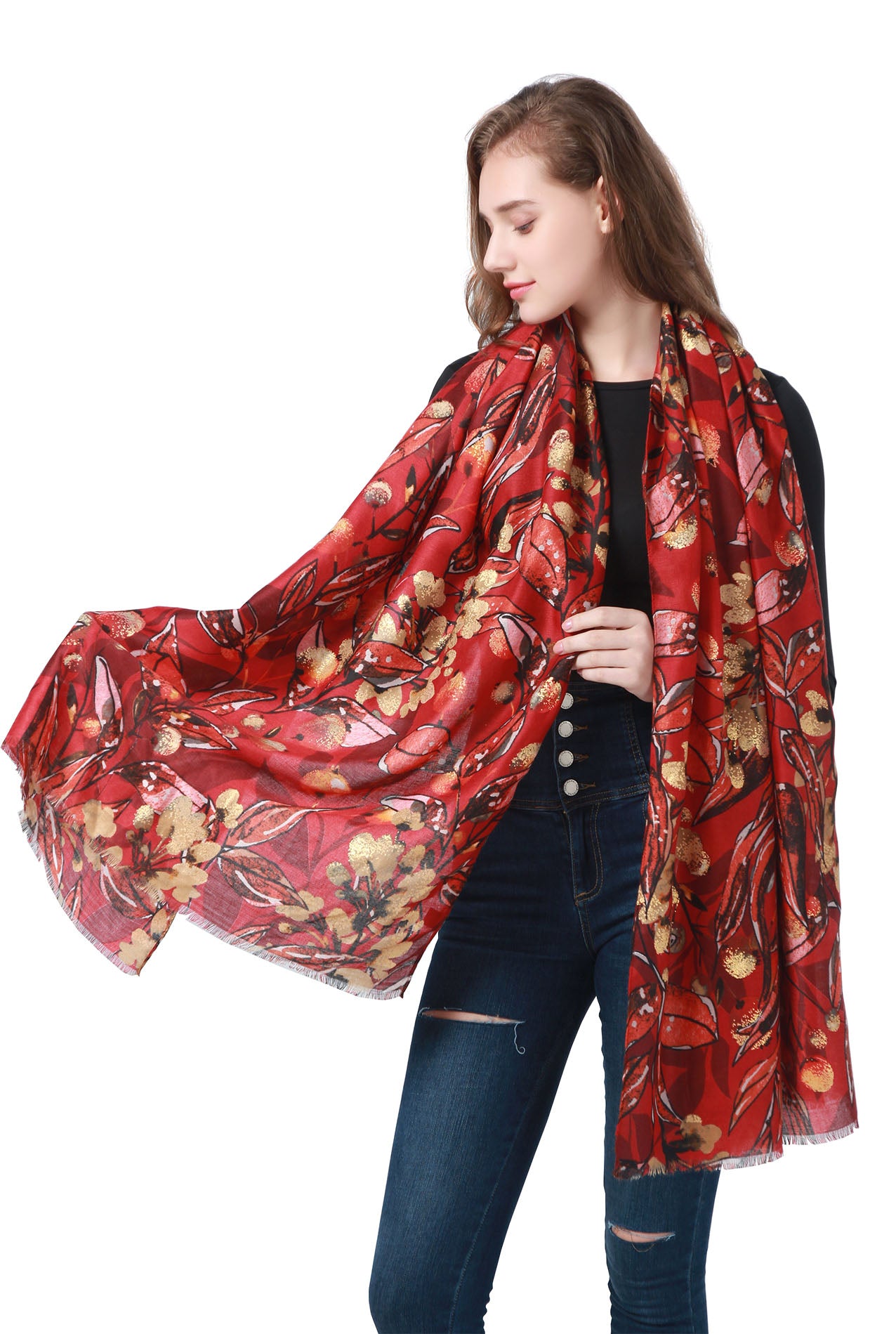 SF21105-628 Sheer Flower Print Scarf