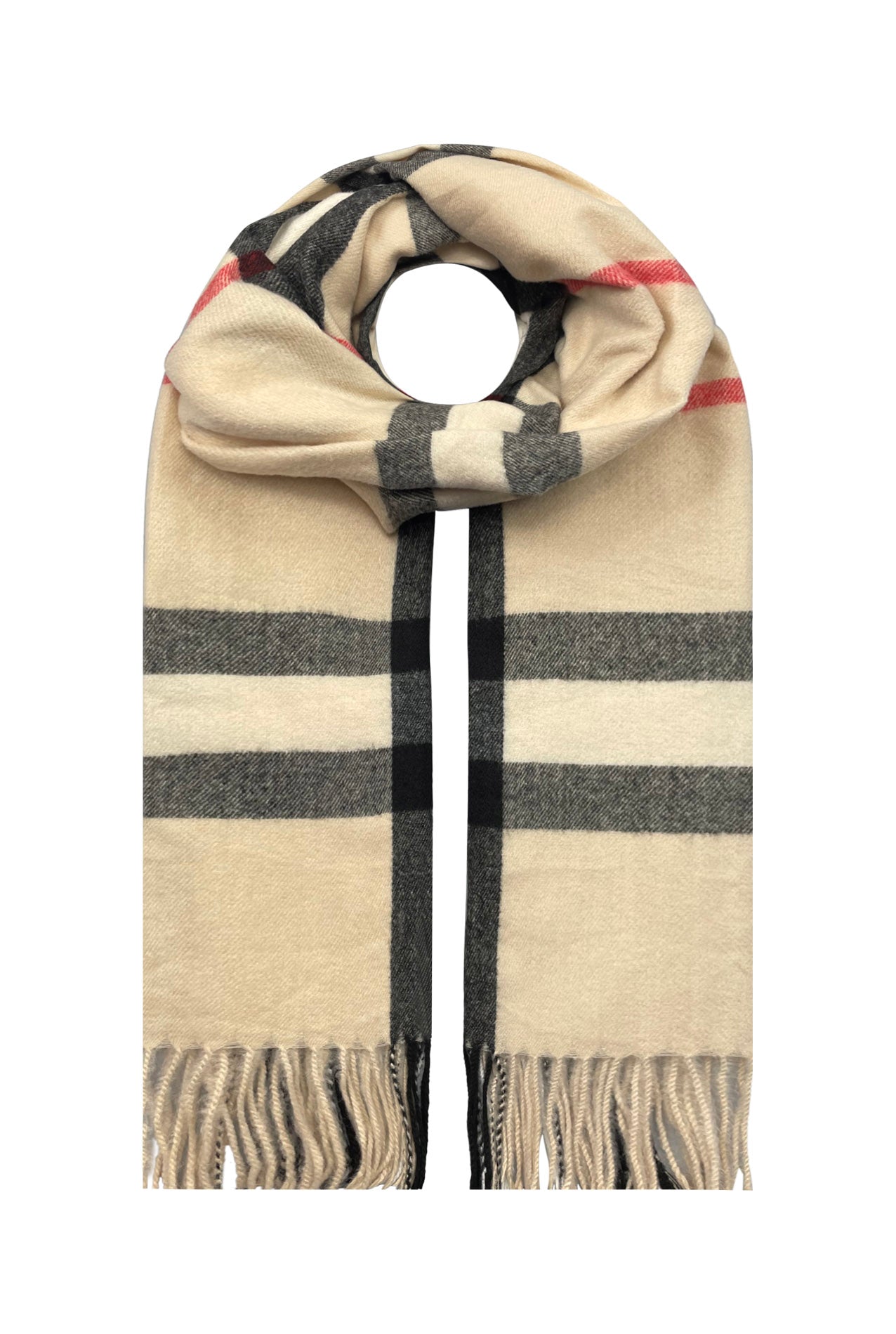 SF21105-651 Classic Check Print Wool Mix Scarf