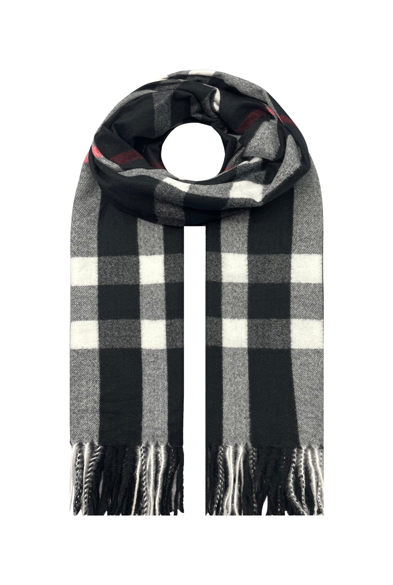 SF21105-651 Classic Check Print Wool Mix Scarf