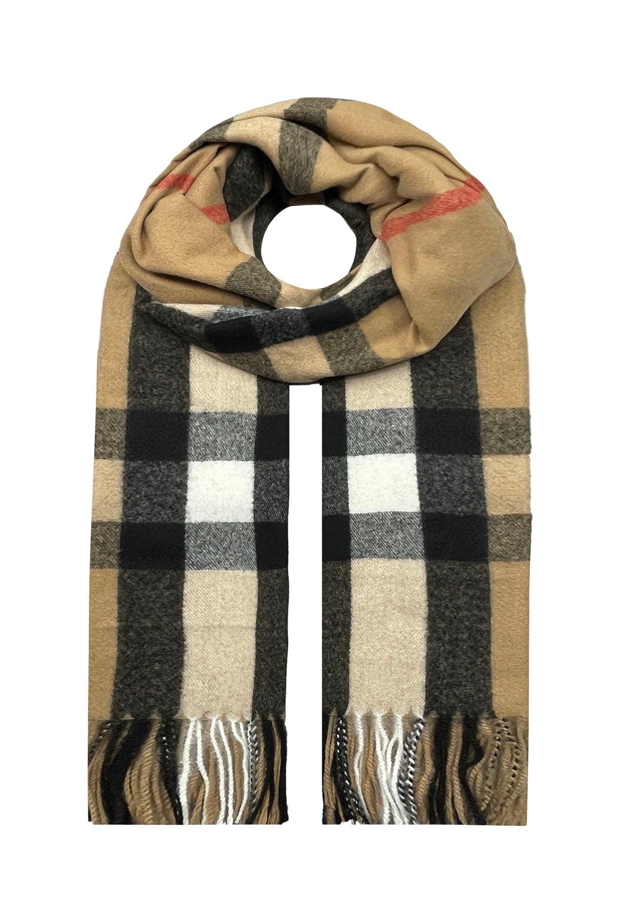 SF21105-651 Classic Check Print Wool Mix Scarf