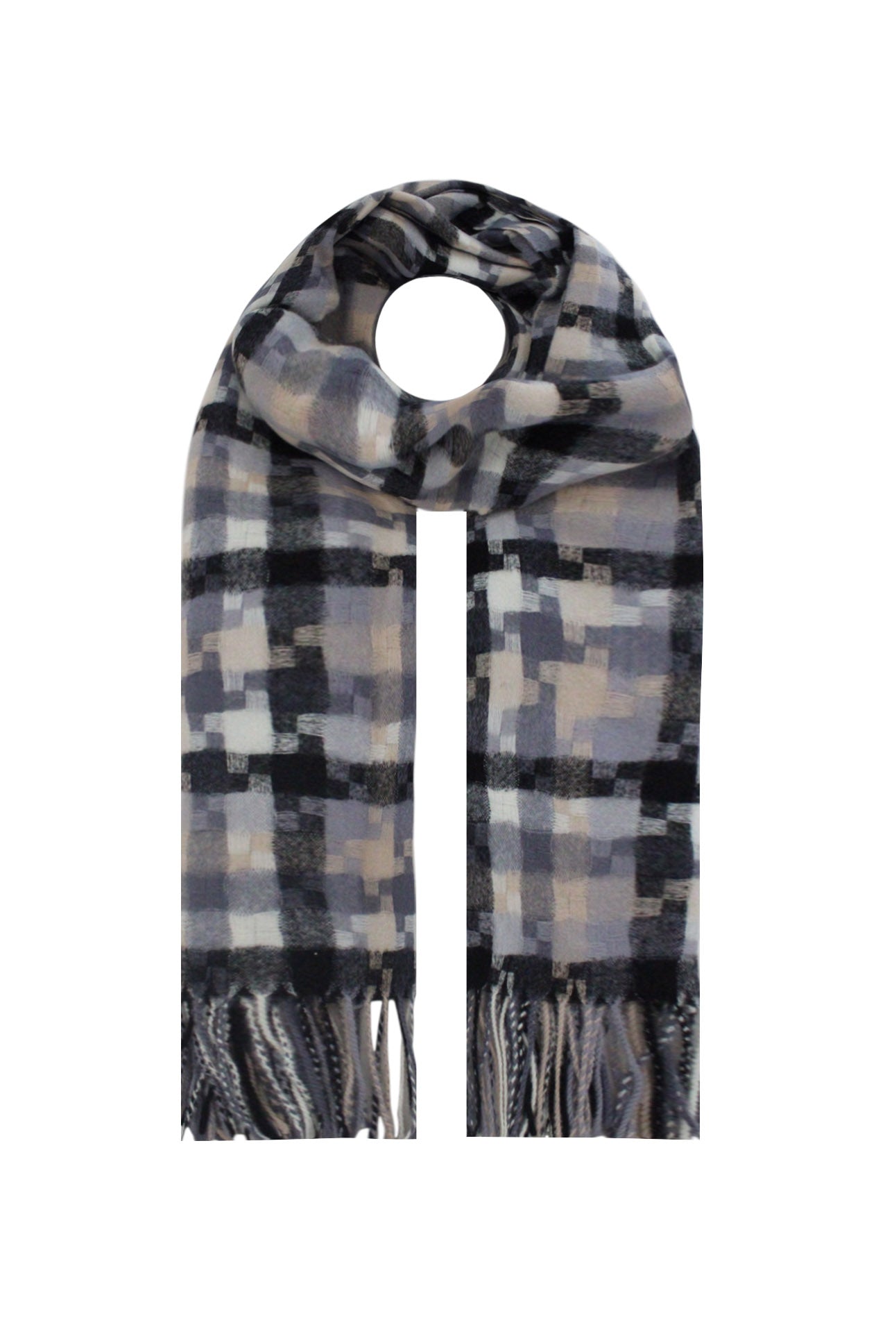 SF21108-347 Puzzle Print Wool Mix Scarf