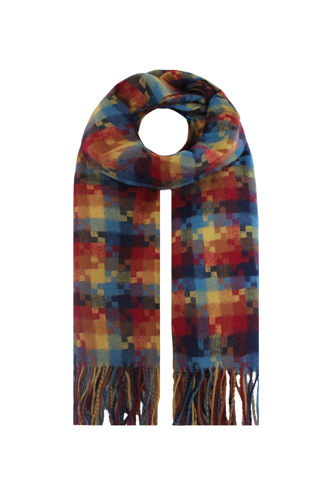 SF21108-347 Puzzle Print Wool Mix Scarf