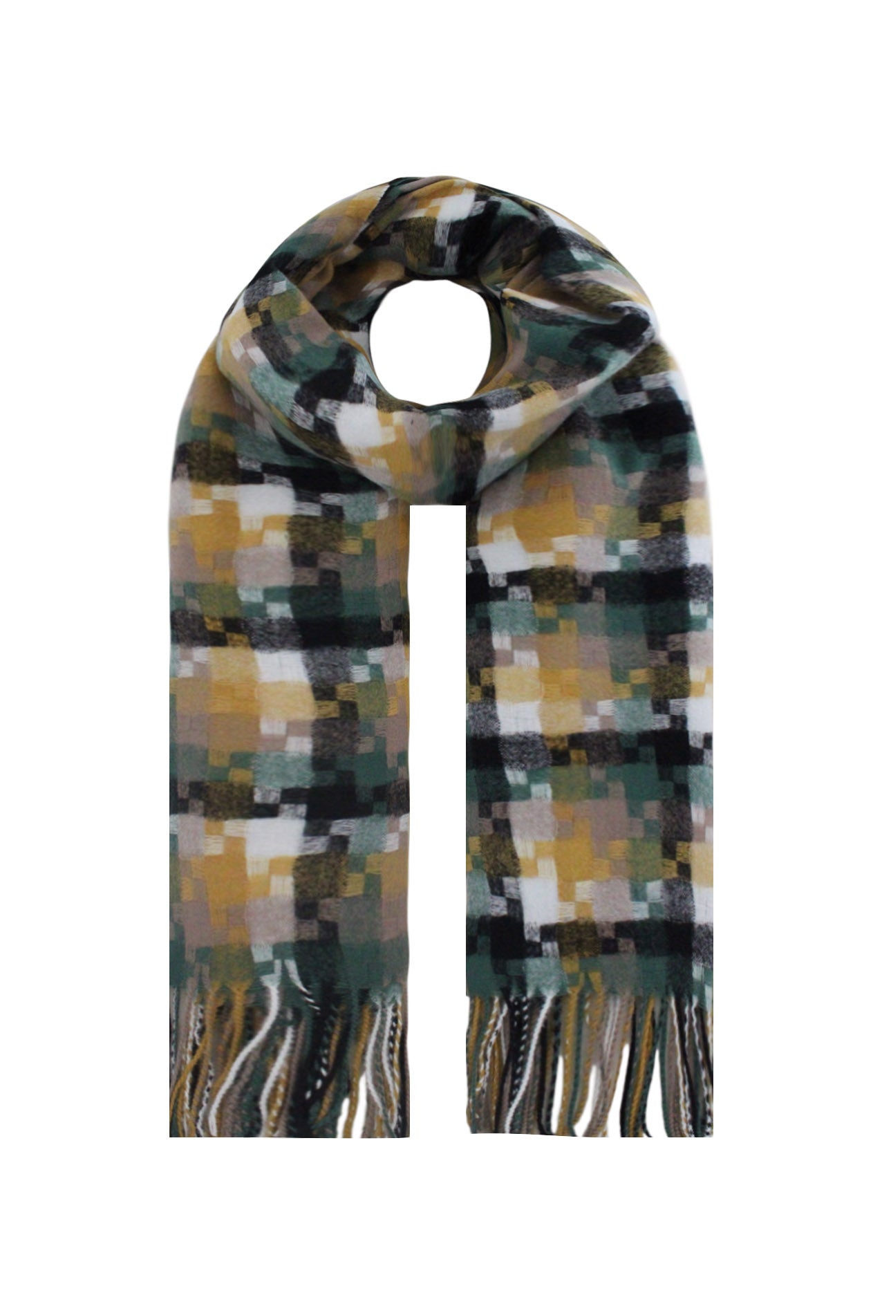 SF21108-347 Puzzle Print Wool Mix Scarf