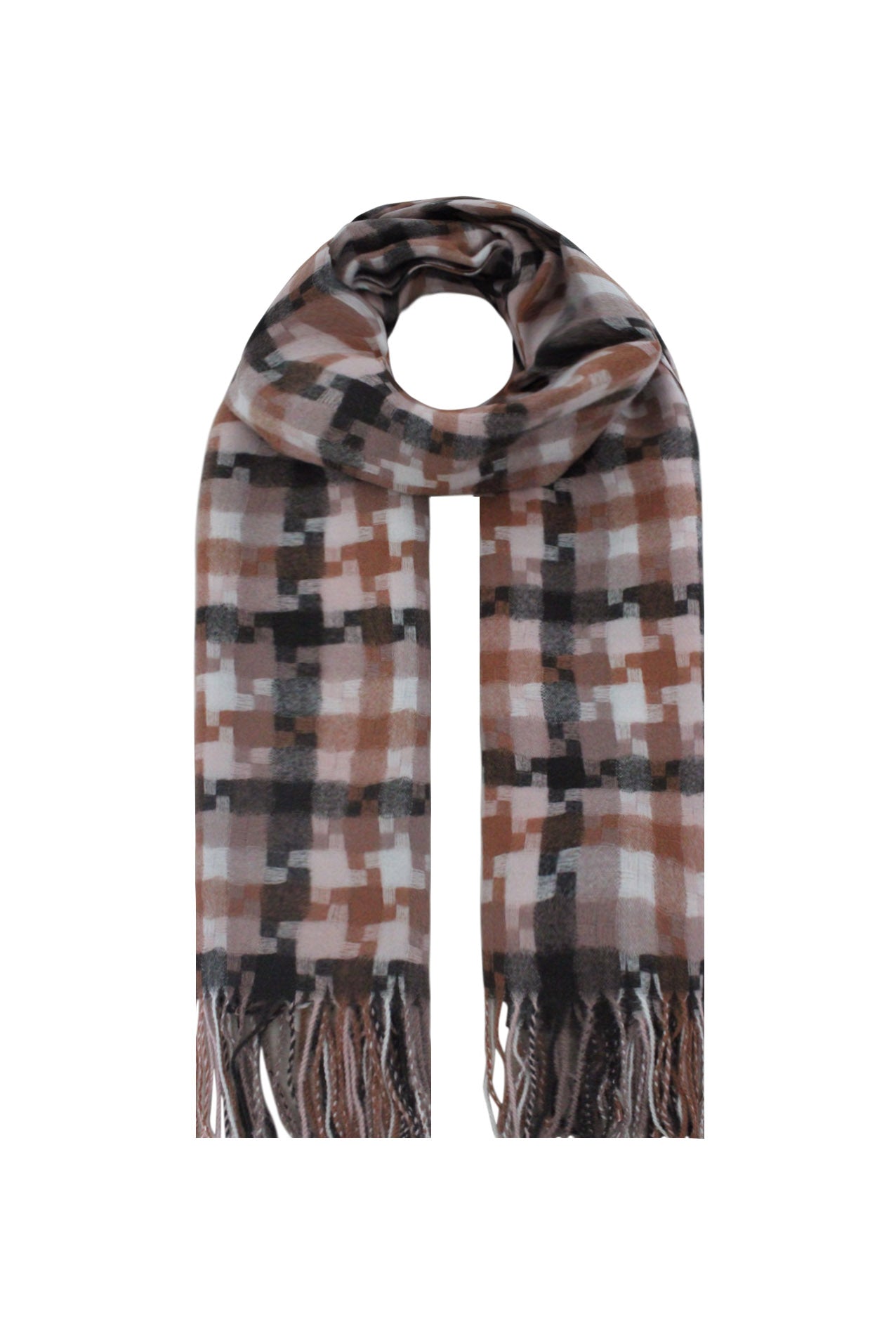 SF21108-347 Puzzle Print Wool Mix Scarf