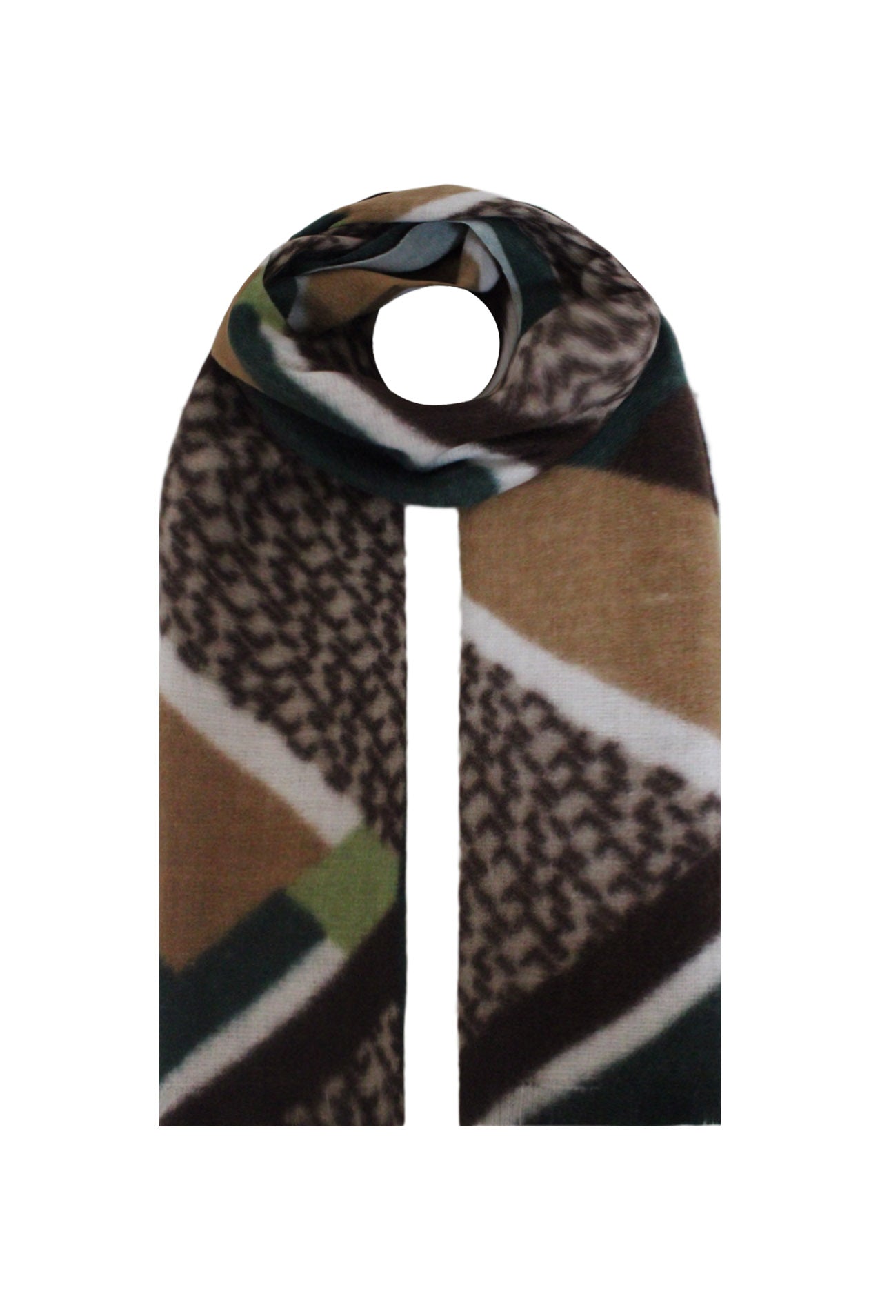 SF21130-609 Multicolour Pattern Soft Feel Wool Mix Scarf