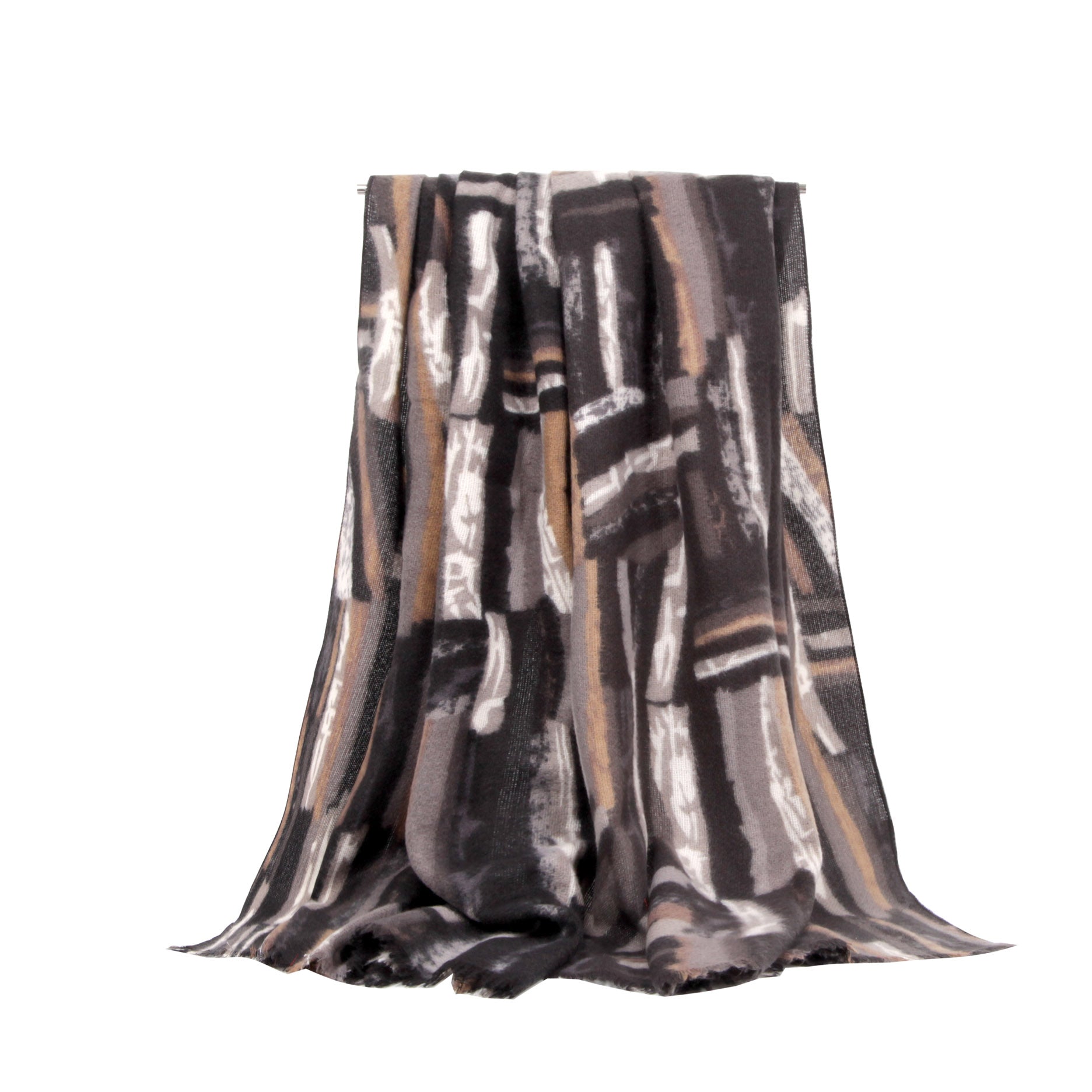 SF21135-636 Abstract Print Wool Mix Scarf