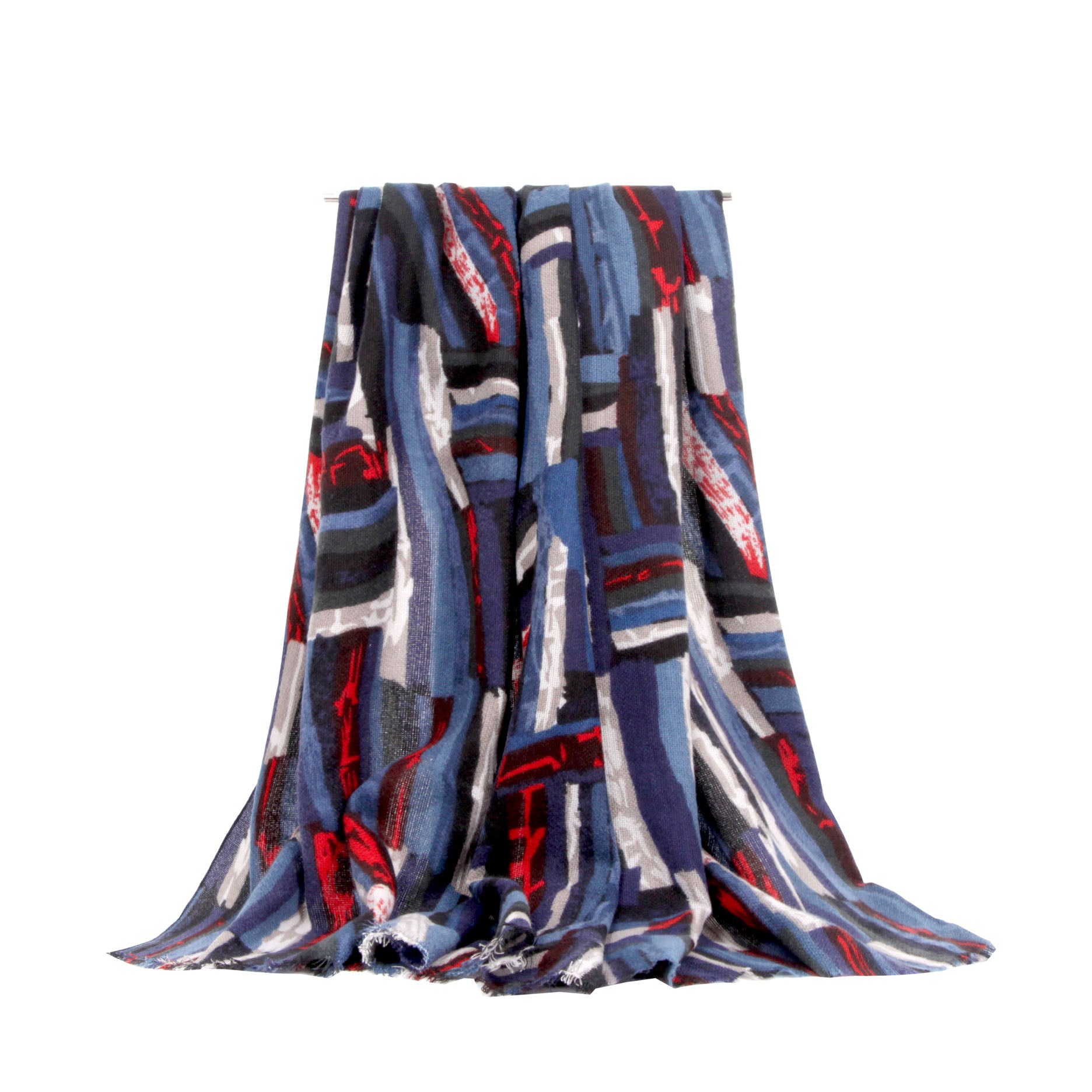 SF21135-636 Abstract Print Wool Mix Scarf