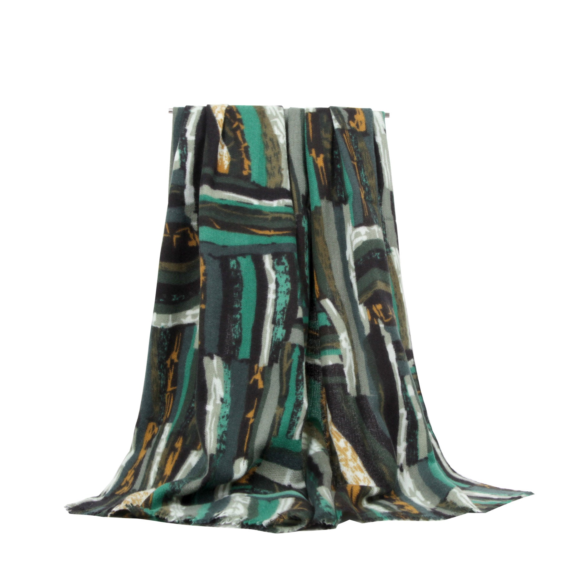 SF21135-636 Abstract Print Wool Mix Scarf