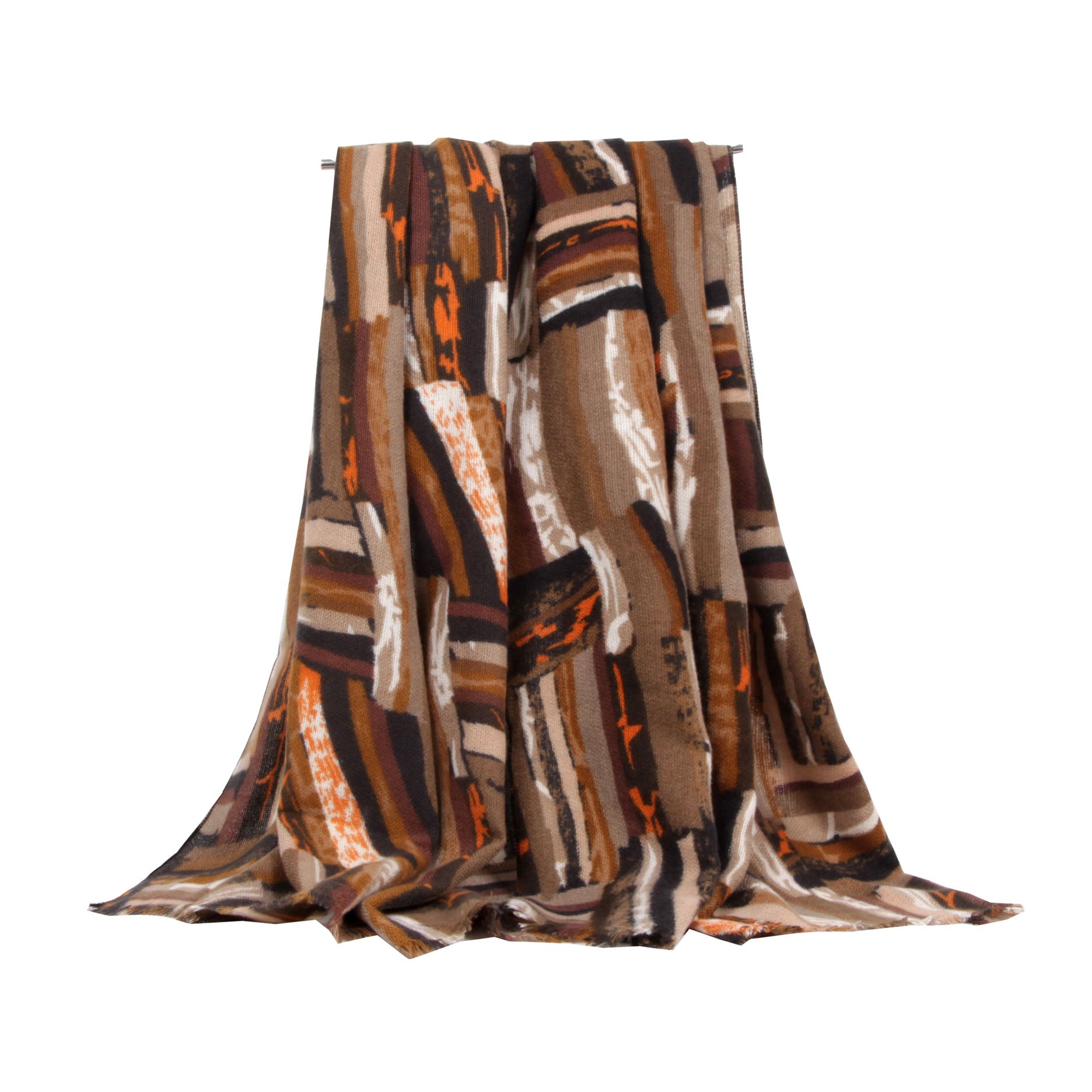 SF21135-636 Abstract Print Wool Mix Scarf