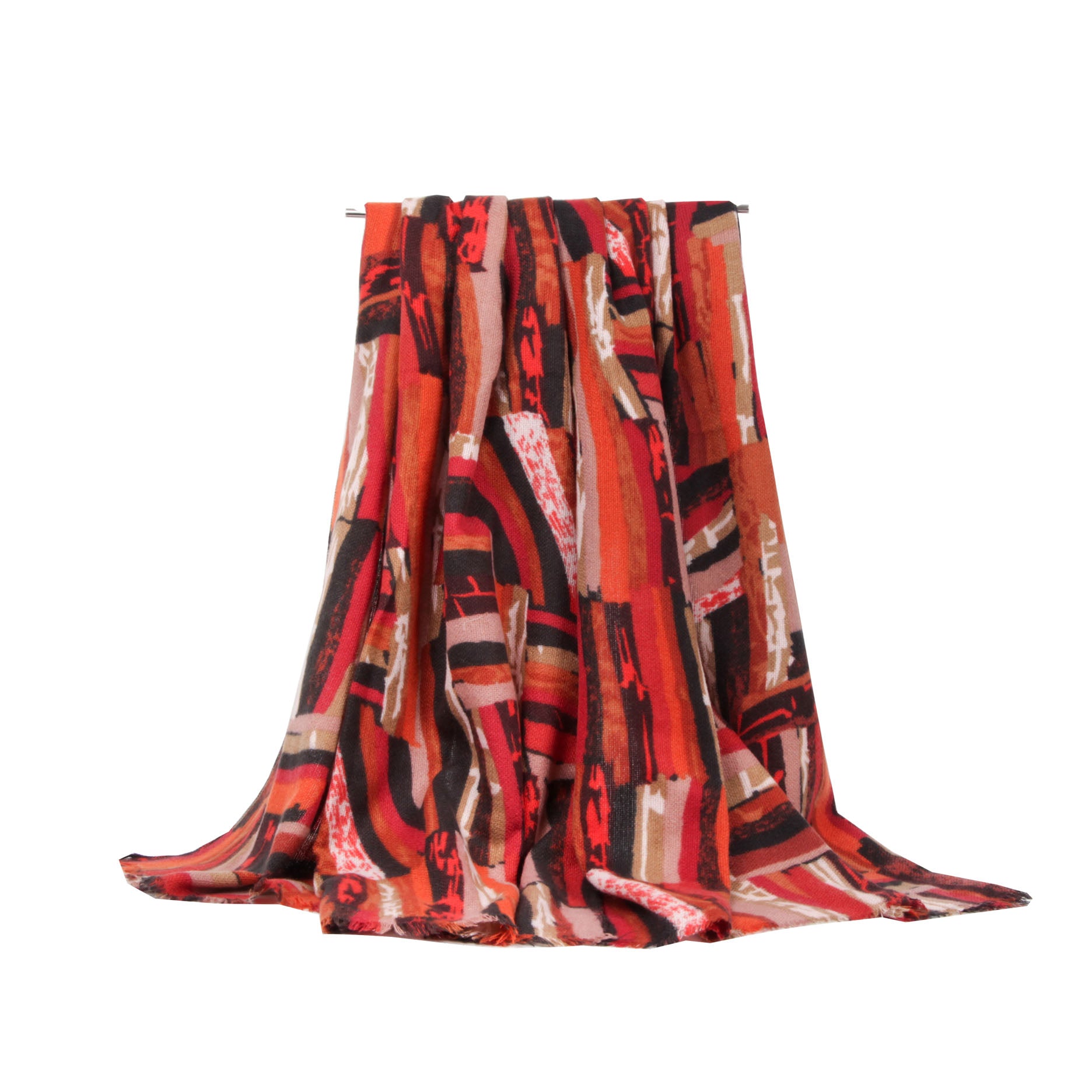 SF21135-636 Abstract Print Wool Mix Scarf