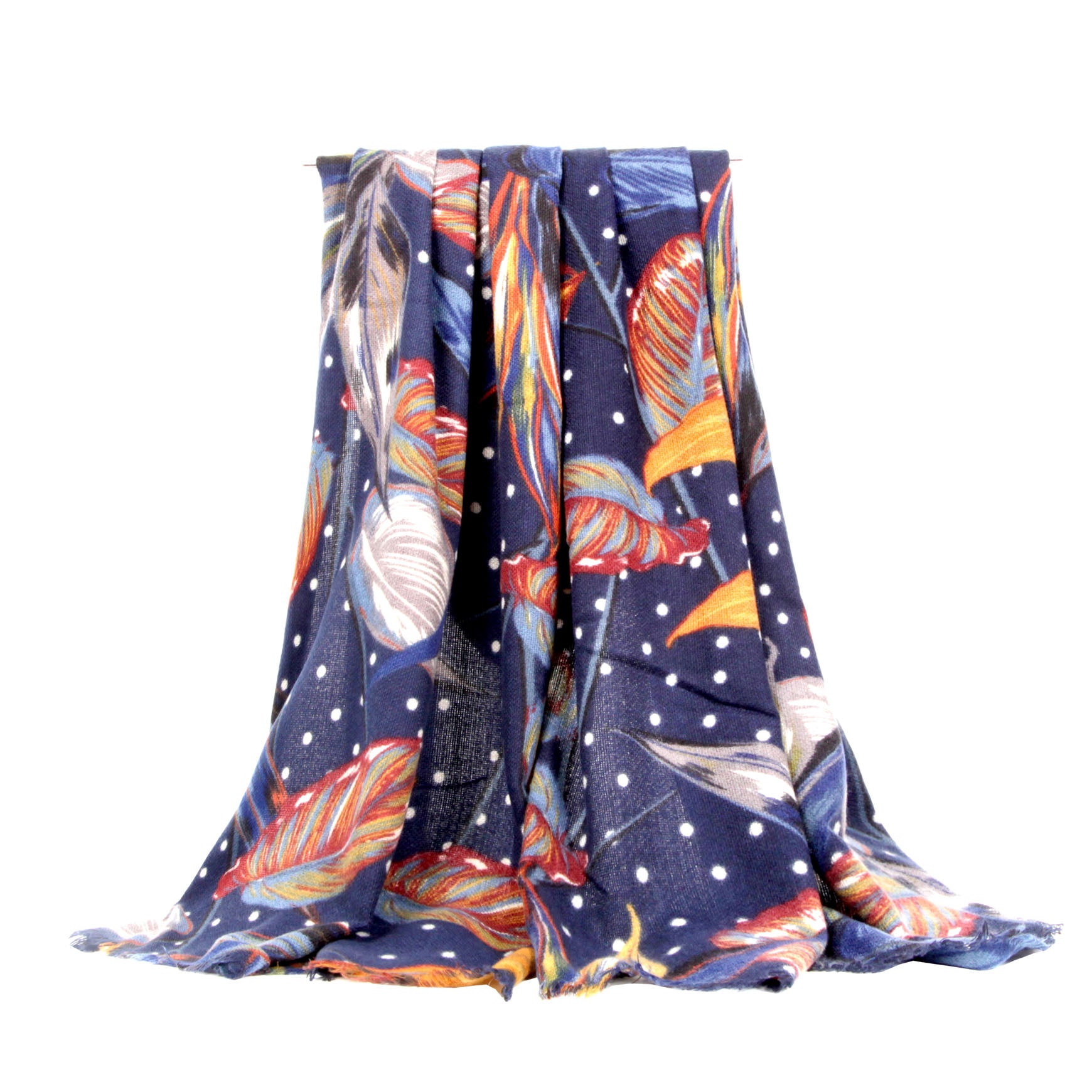 SF21135-637 Large Leaf Pattern Mix Wool Scarf