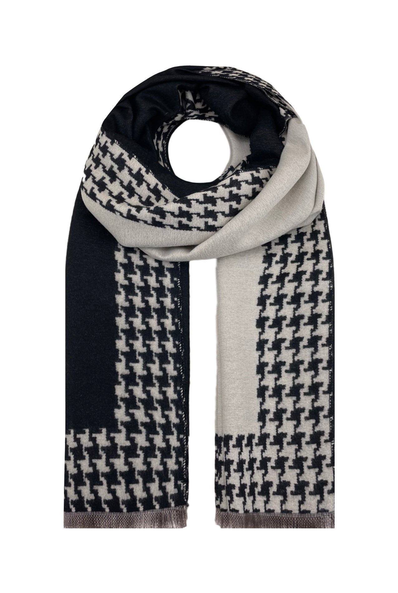 SF21175-611 Ladies Scarf With Pepita Check Houndstooth Pattern