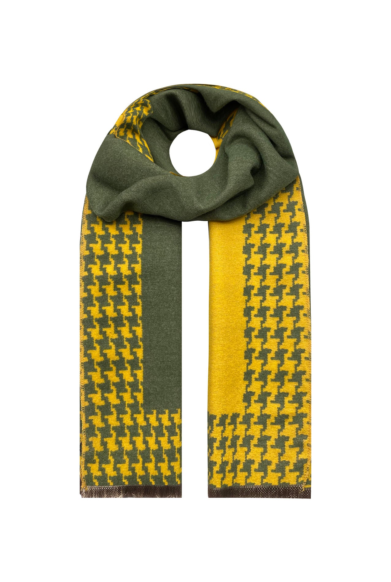 SF21175-611 Ladies Scarf With Pepita Check Houndstooth Pattern