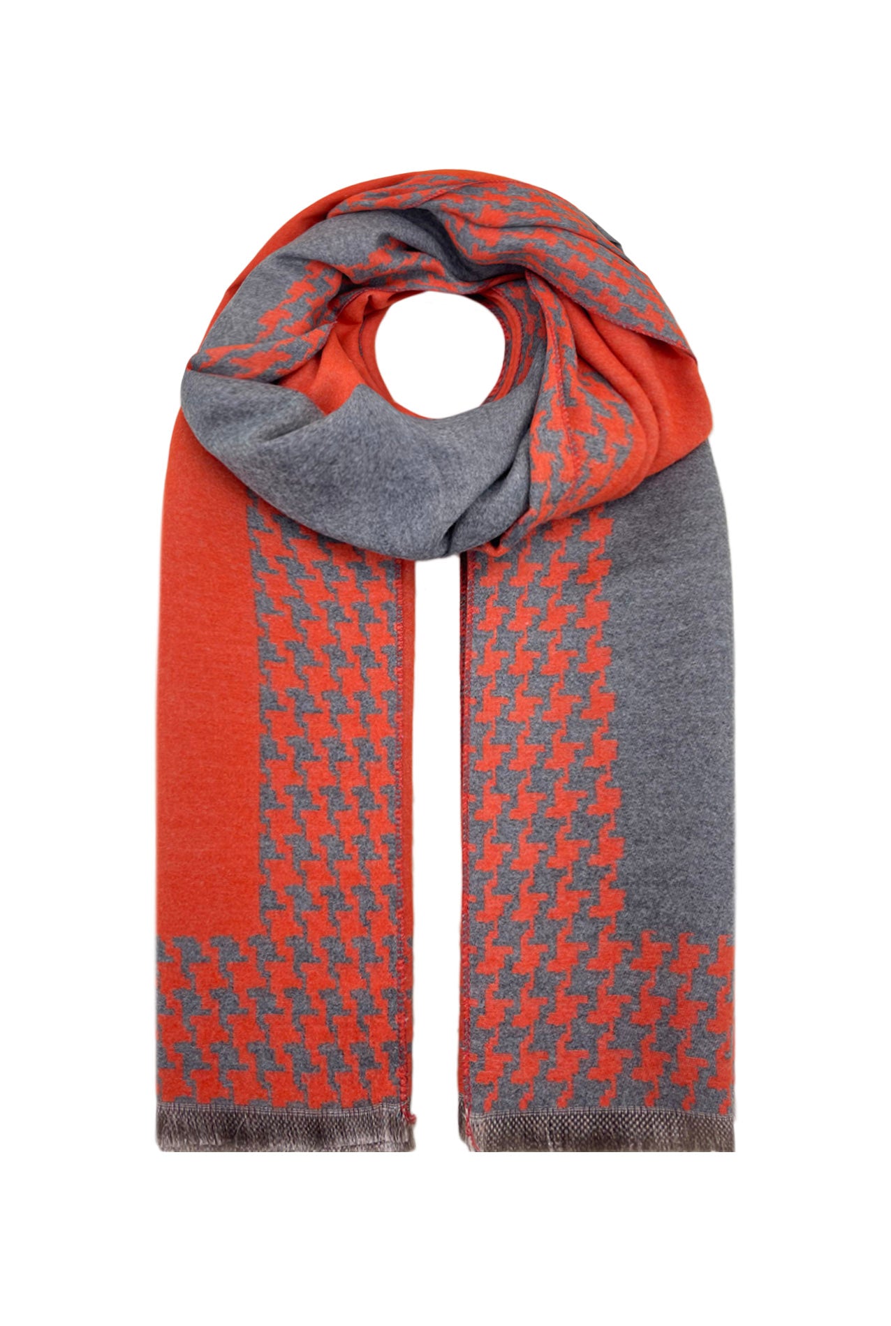 SF21175-611 Ladies Scarf With Pepita Check Houndstooth Pattern