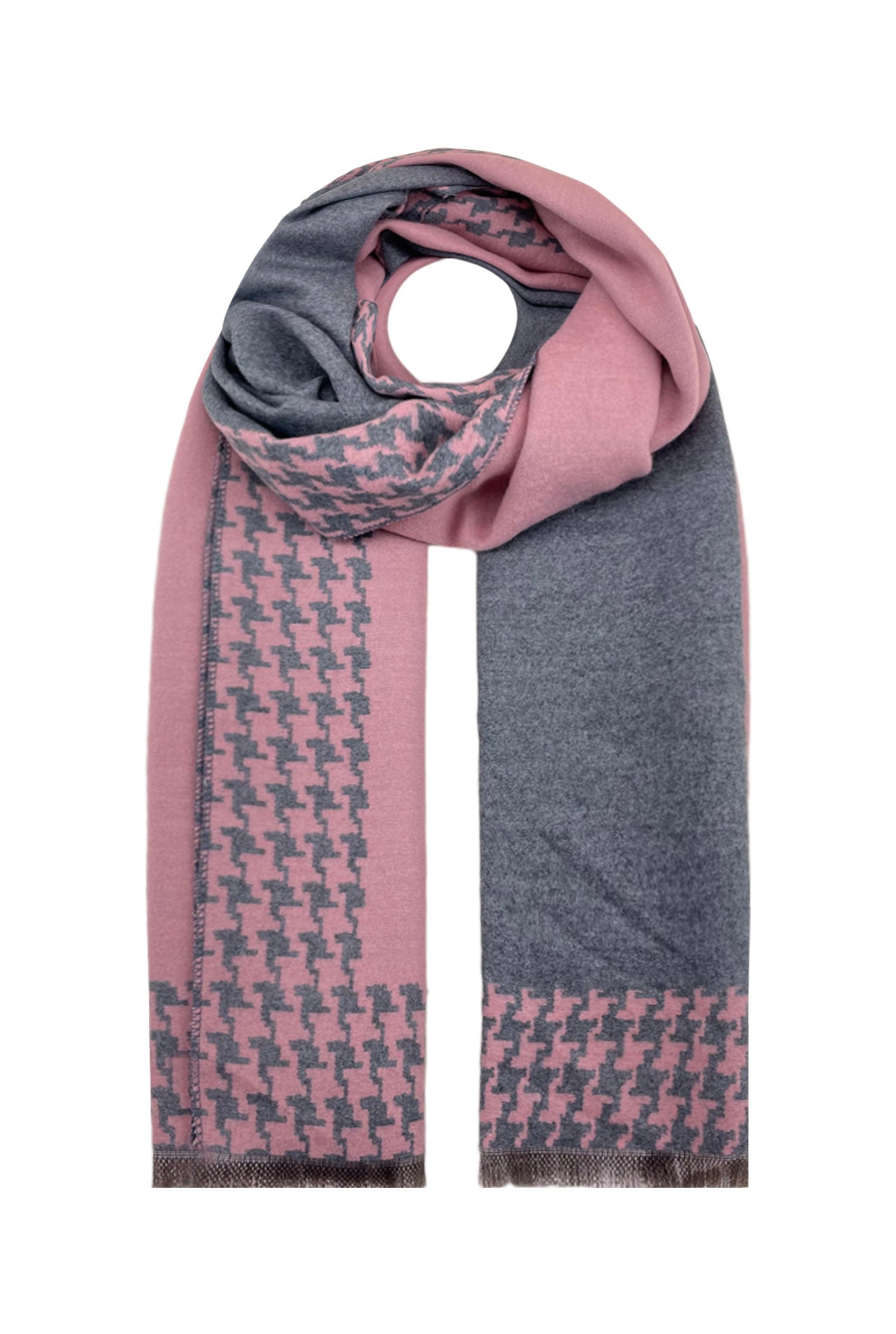 SF21175-611 Ladies Scarf With Pepita Check Houndstooth Pattern