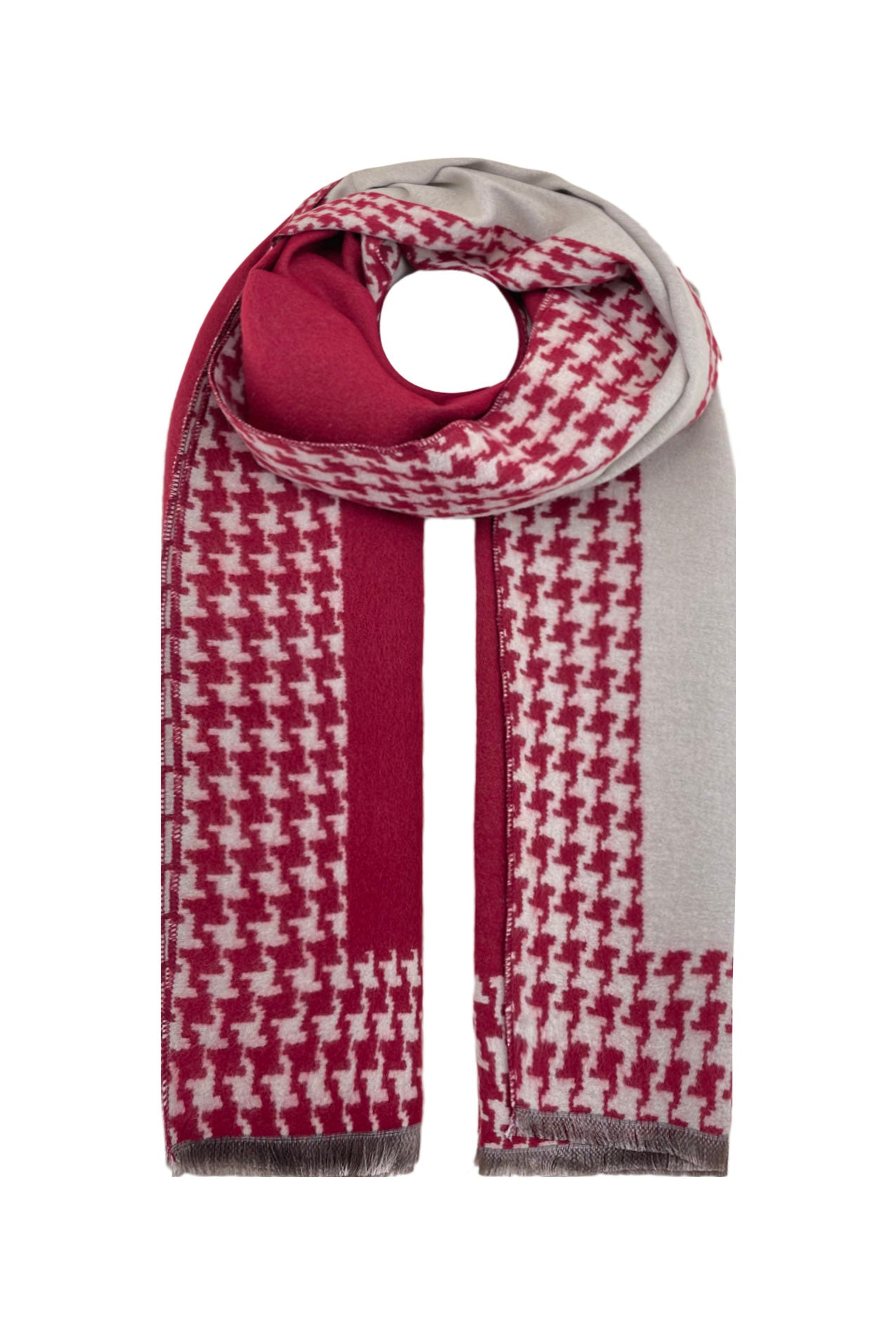 SF21175-611 Ladies Scarf With Pepita Check Houndstooth Pattern