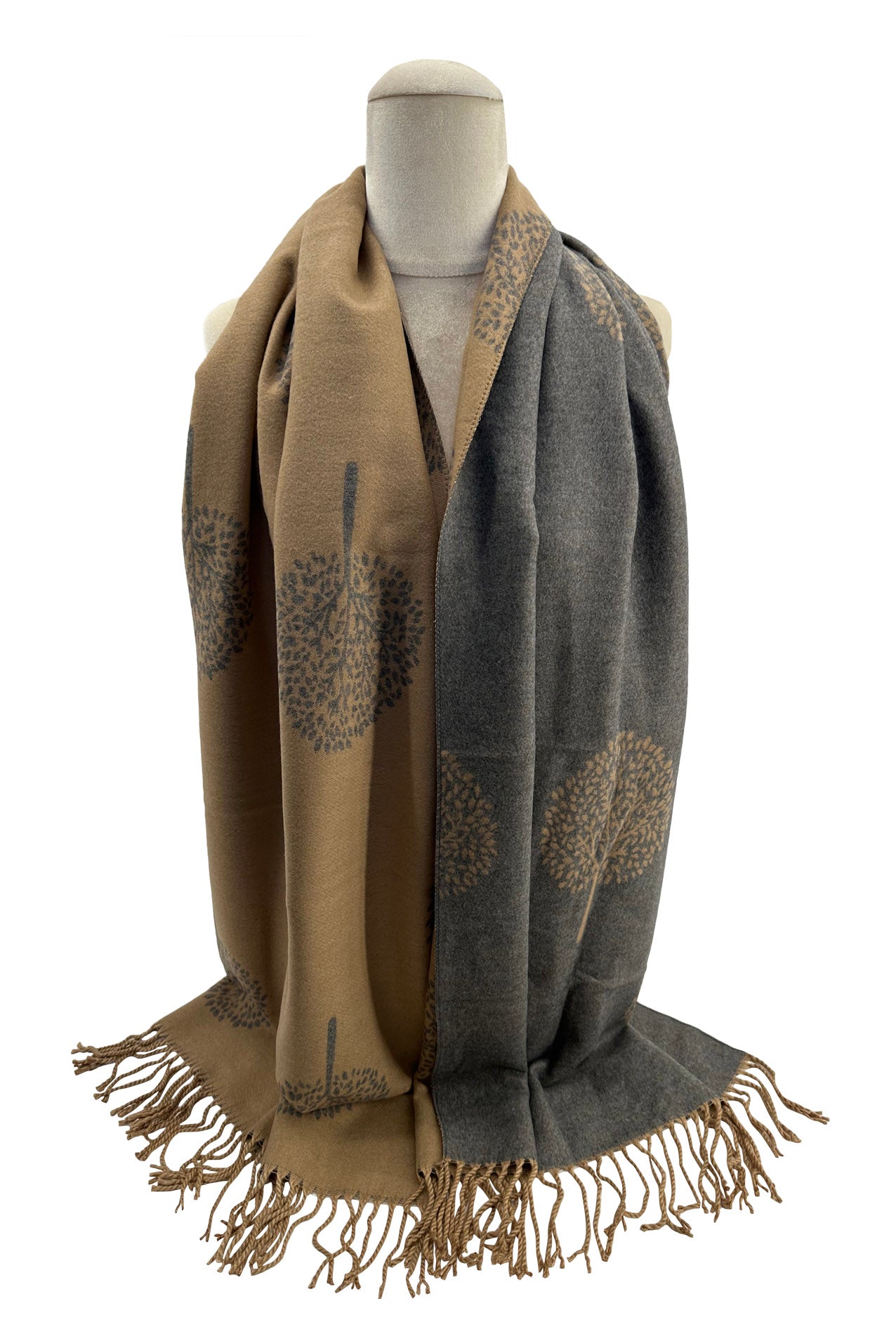 SF21210-602 Mulberry Tree Print Wool Mix Scarf