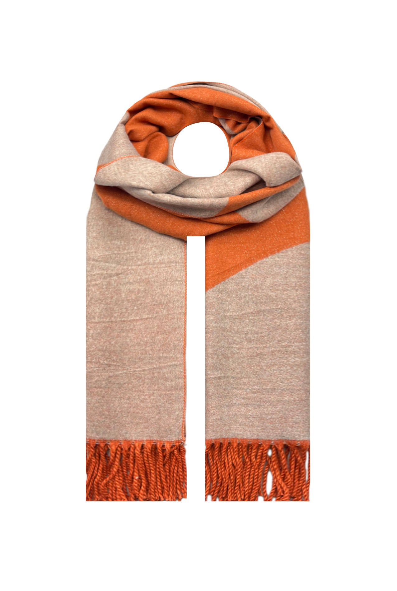 SF21225-606 Dual-tone Mix Wool Scarf with Tassels