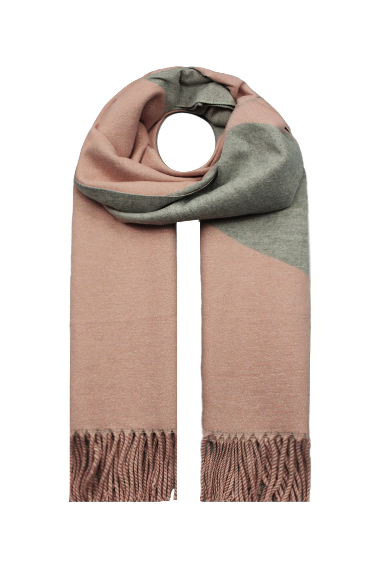 SF21225-606 Dual-tone Mix Wool Scarf with Tassels