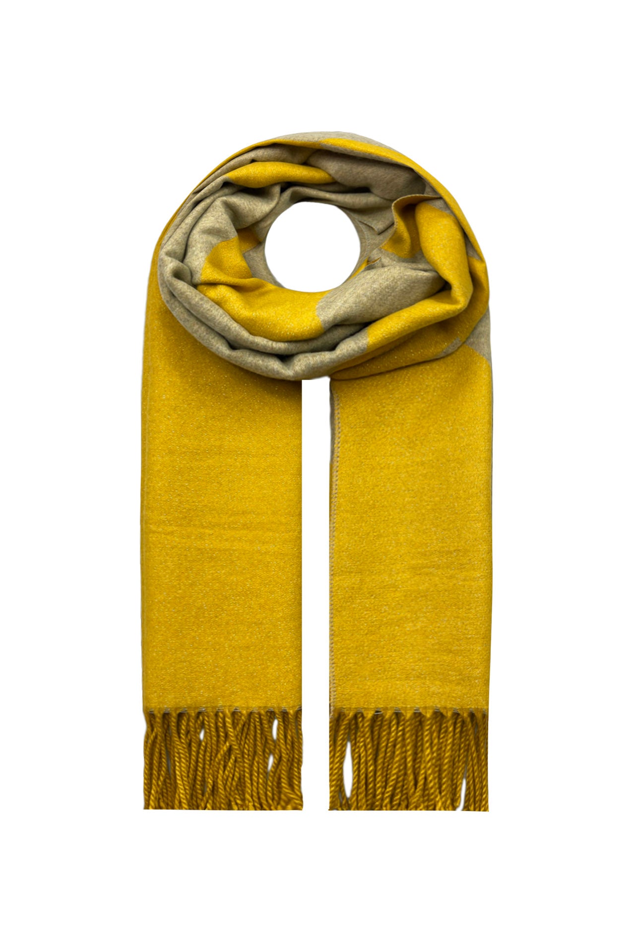 SF21225-606 Dual-tone Mix Wool Scarf with Tassels