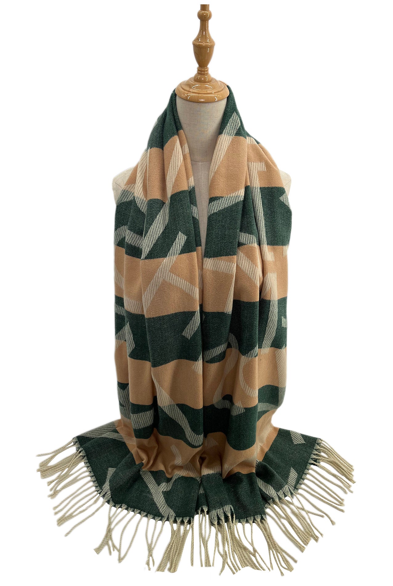 SF2125-714 Multicolour Pattern Scarf with Tassels