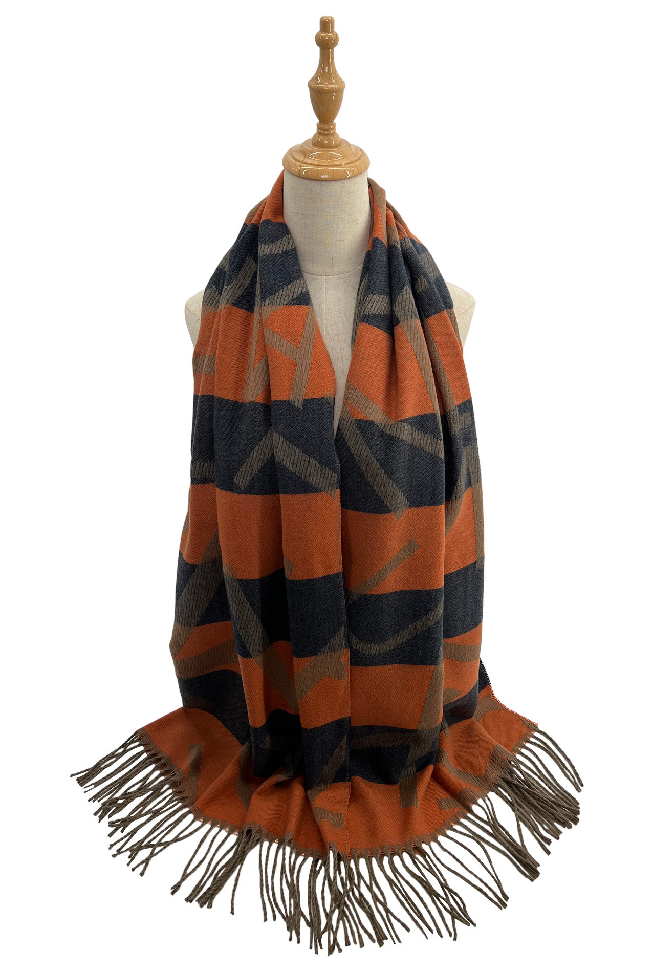 SF2125-714 Multicolour Pattern Scarf with Tassels