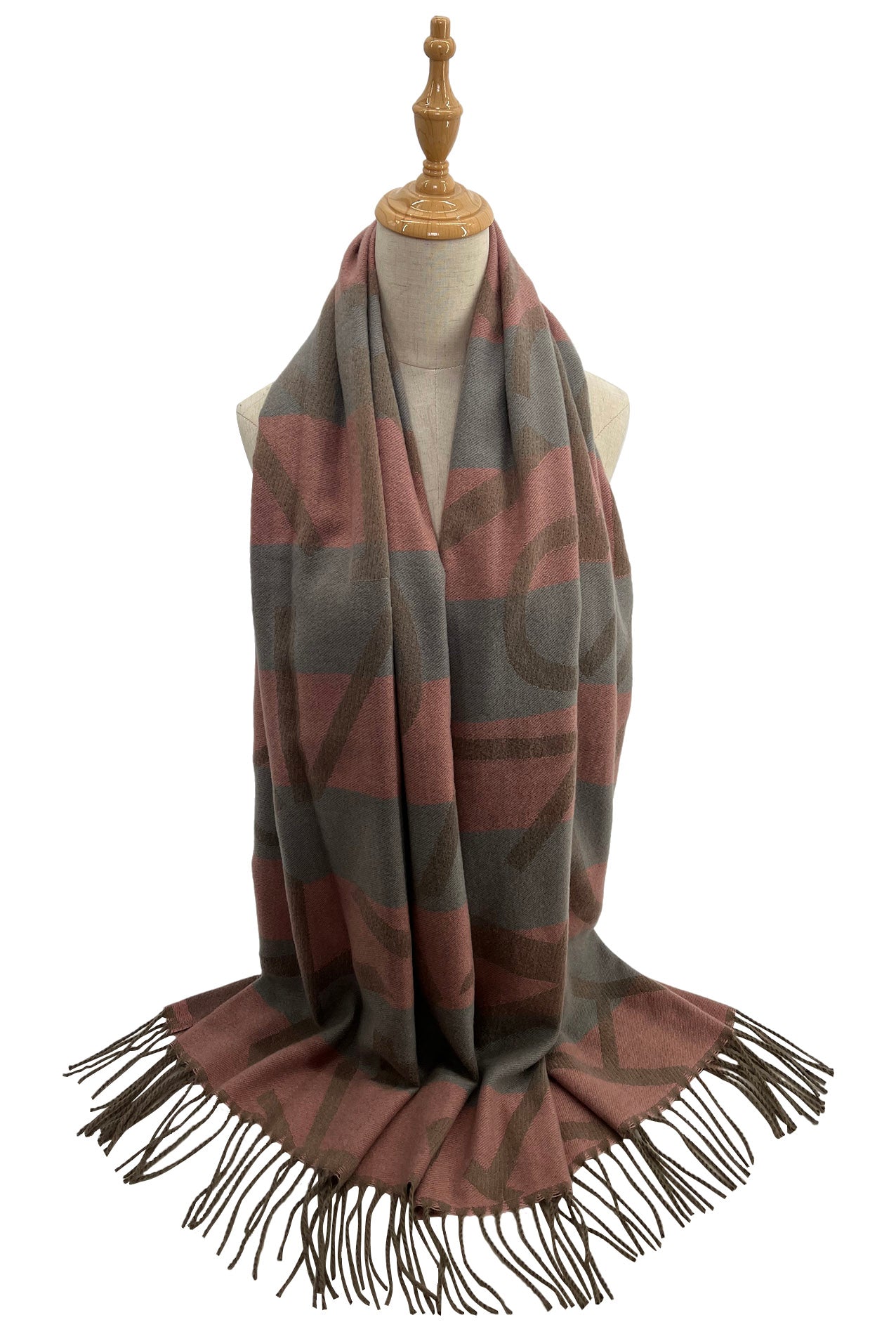 SF2125-714 Multicolour Pattern Scarf with Tassels