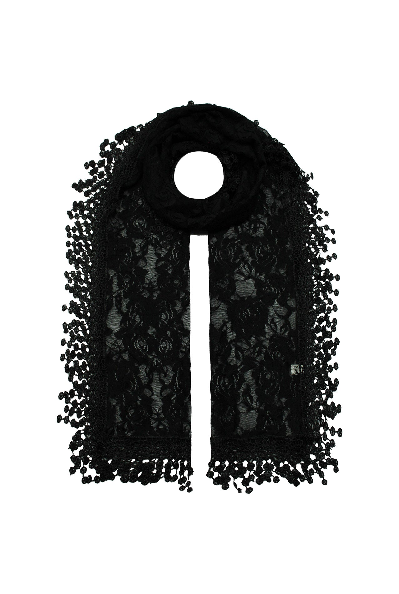 SF2188-2 Lace Design Scarf with Flower Accents