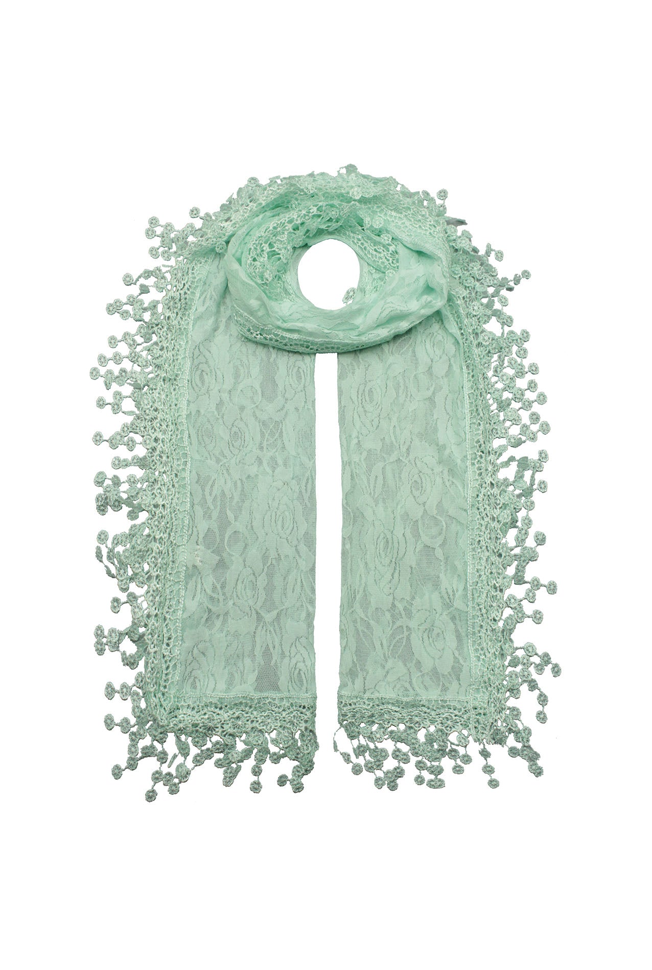 SF2188-2 Lace Design Scarf with Flower Accents