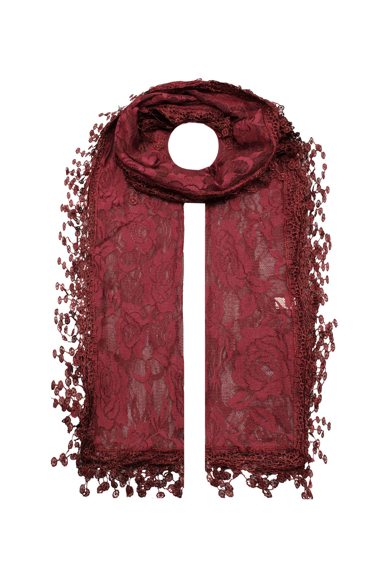 SF2188-2 Lace Design Scarf with Flower Accents