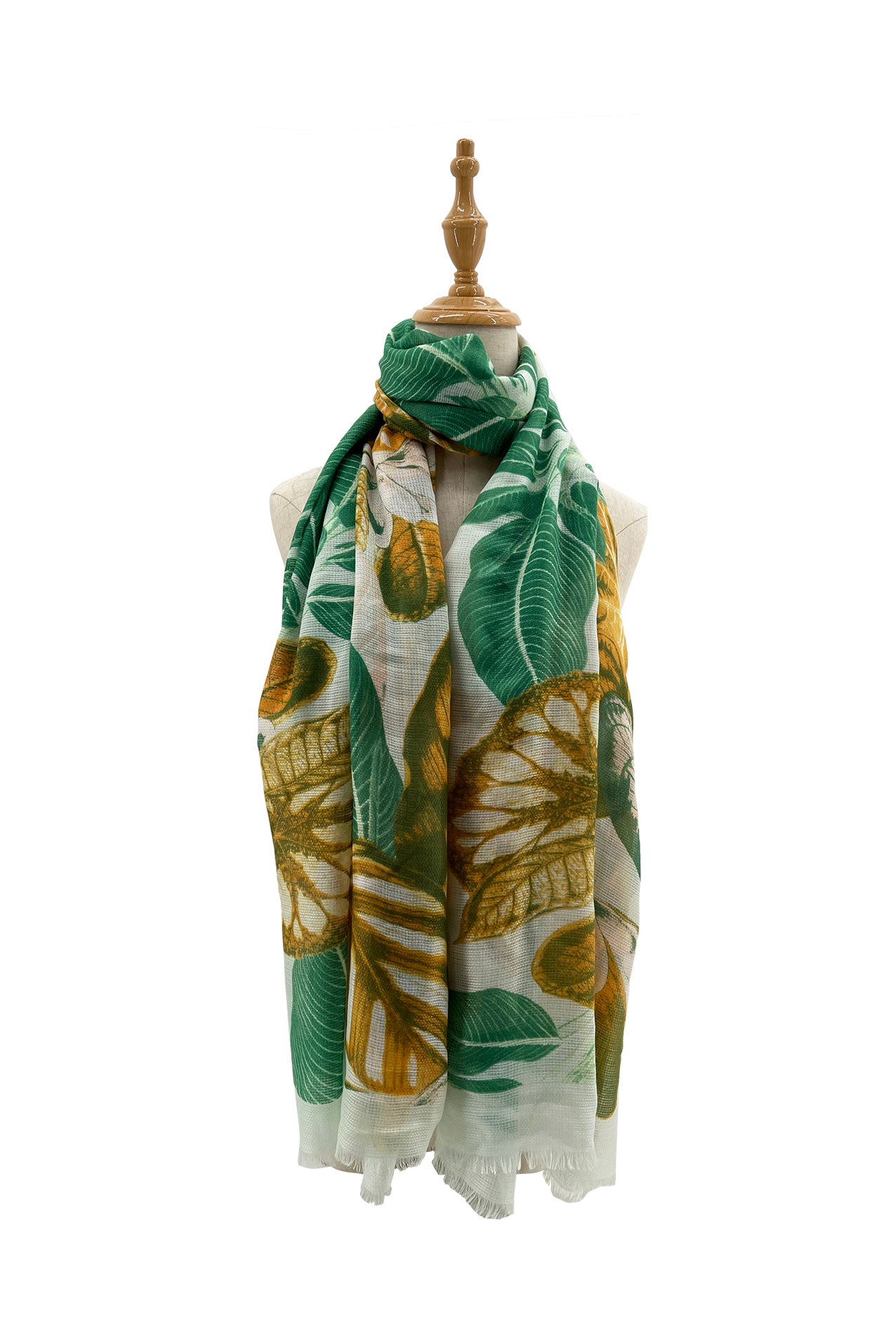 SF2210-692 Mixed Cotton Floral Leaf Design Scarf