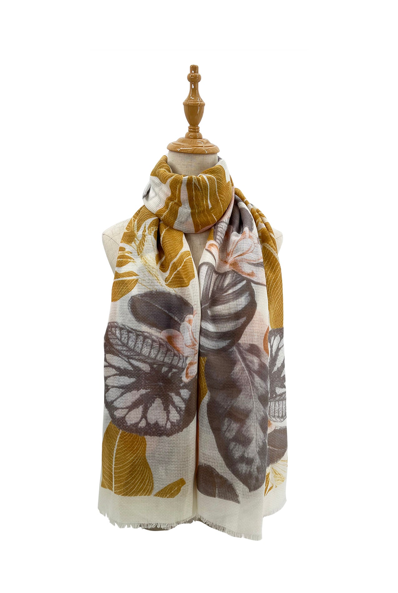 SF2210-692 Mixed Cotton Floral Leaf Design Scarf