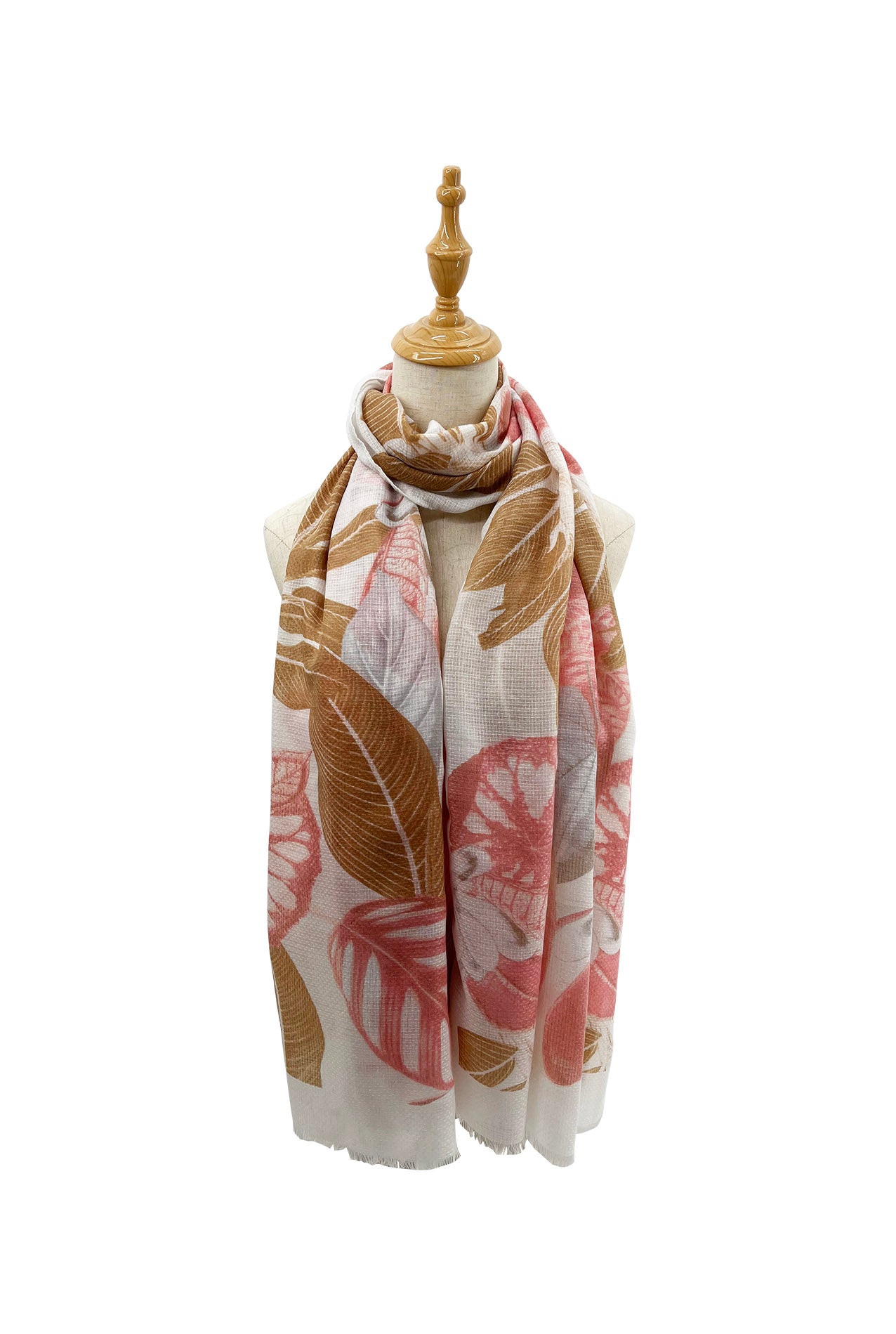 SF2210-692 Mixed Cotton Floral Leaf Design Scarf