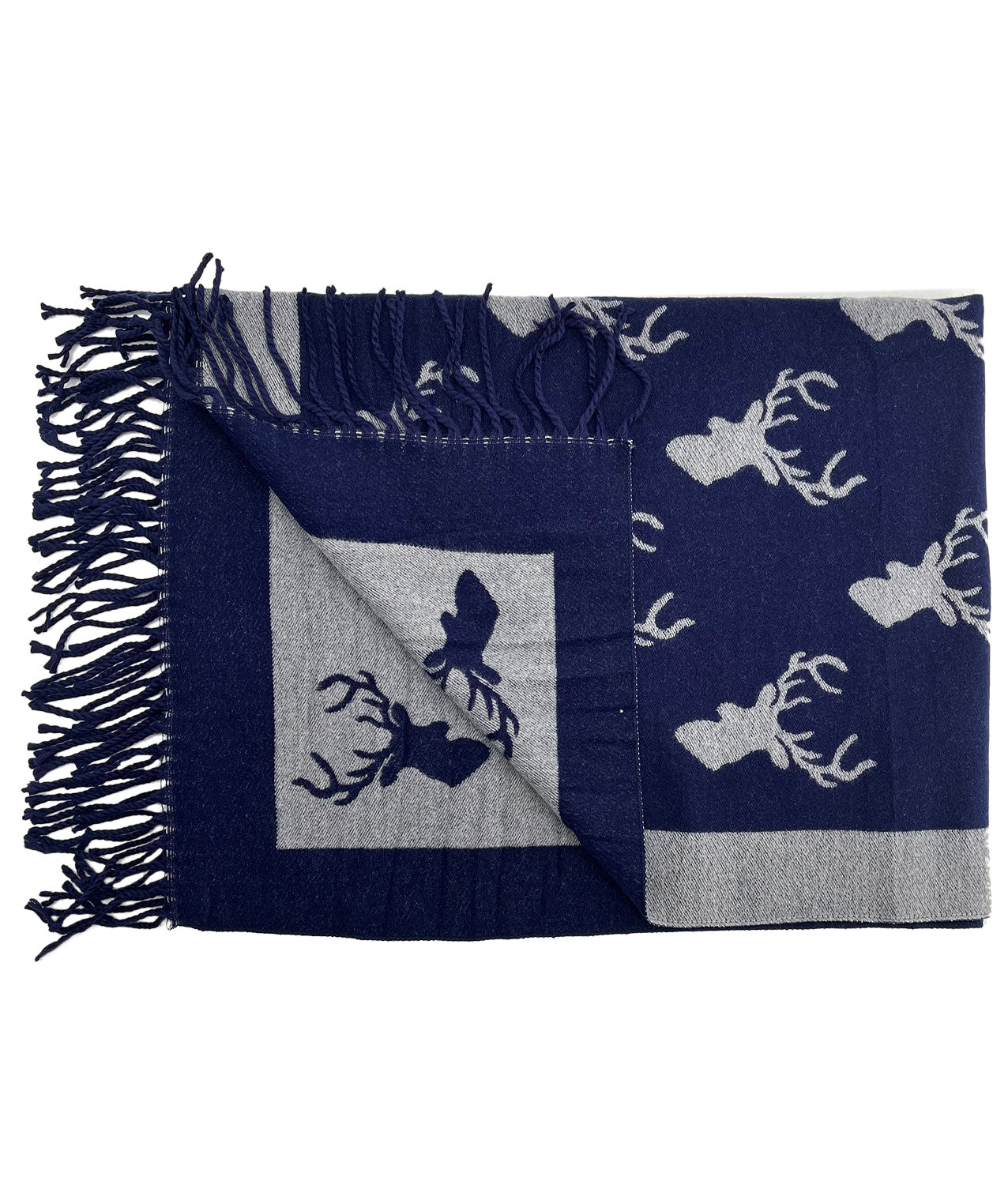 SF2210-705 Mix Wool Reindeer Printed Scarf