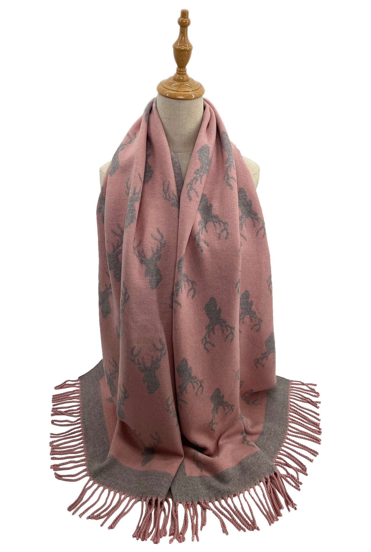 SF2210-705 Mix Wool Reindeer Printed Scarf