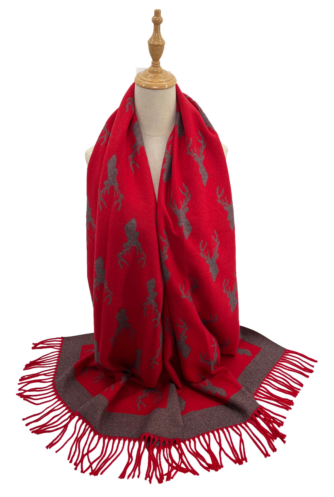 SF2210-705 Mix Wool Reindeer Printed Scarf