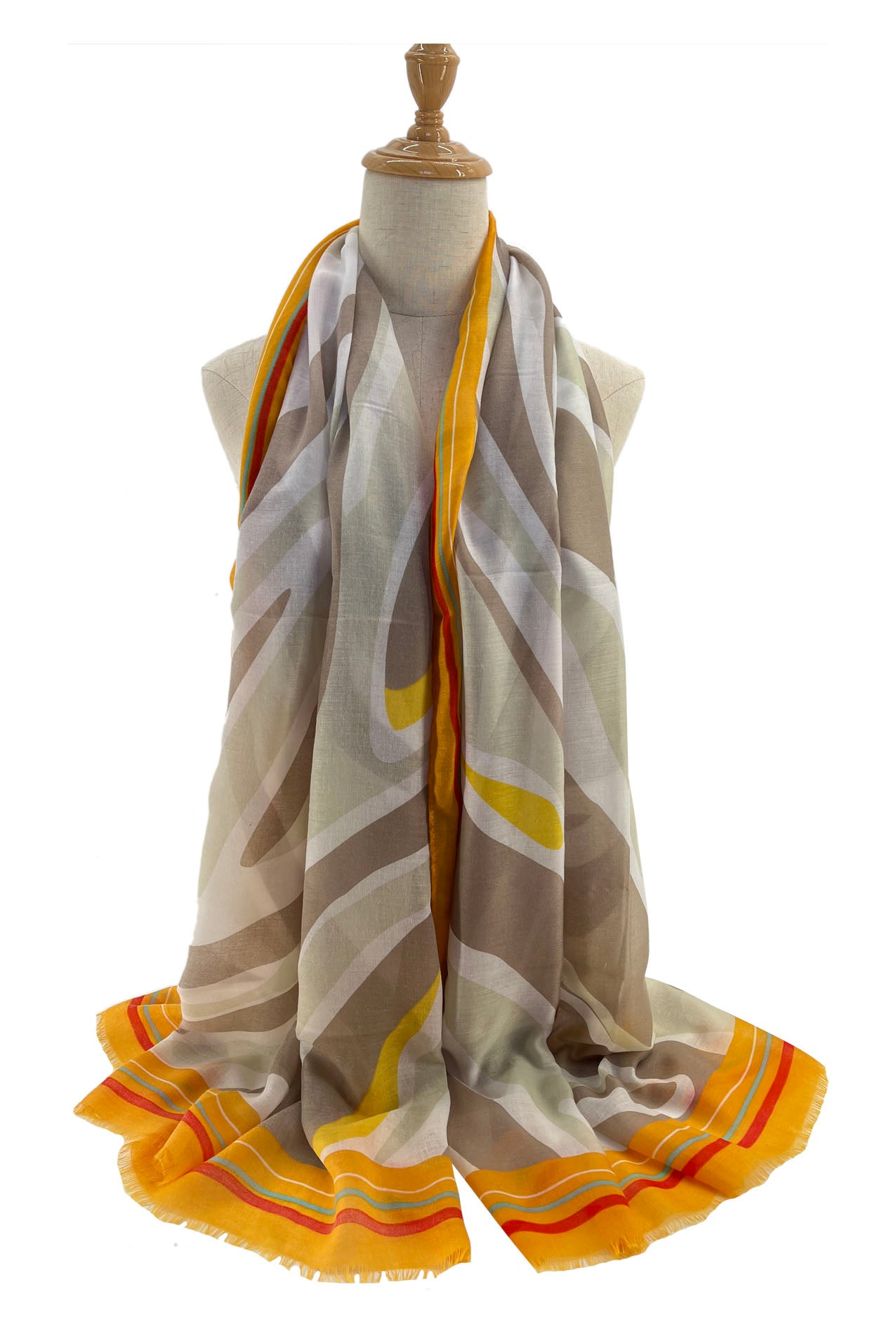 SF2290-672 Varicolored Pattern Cotton Mix Scarf