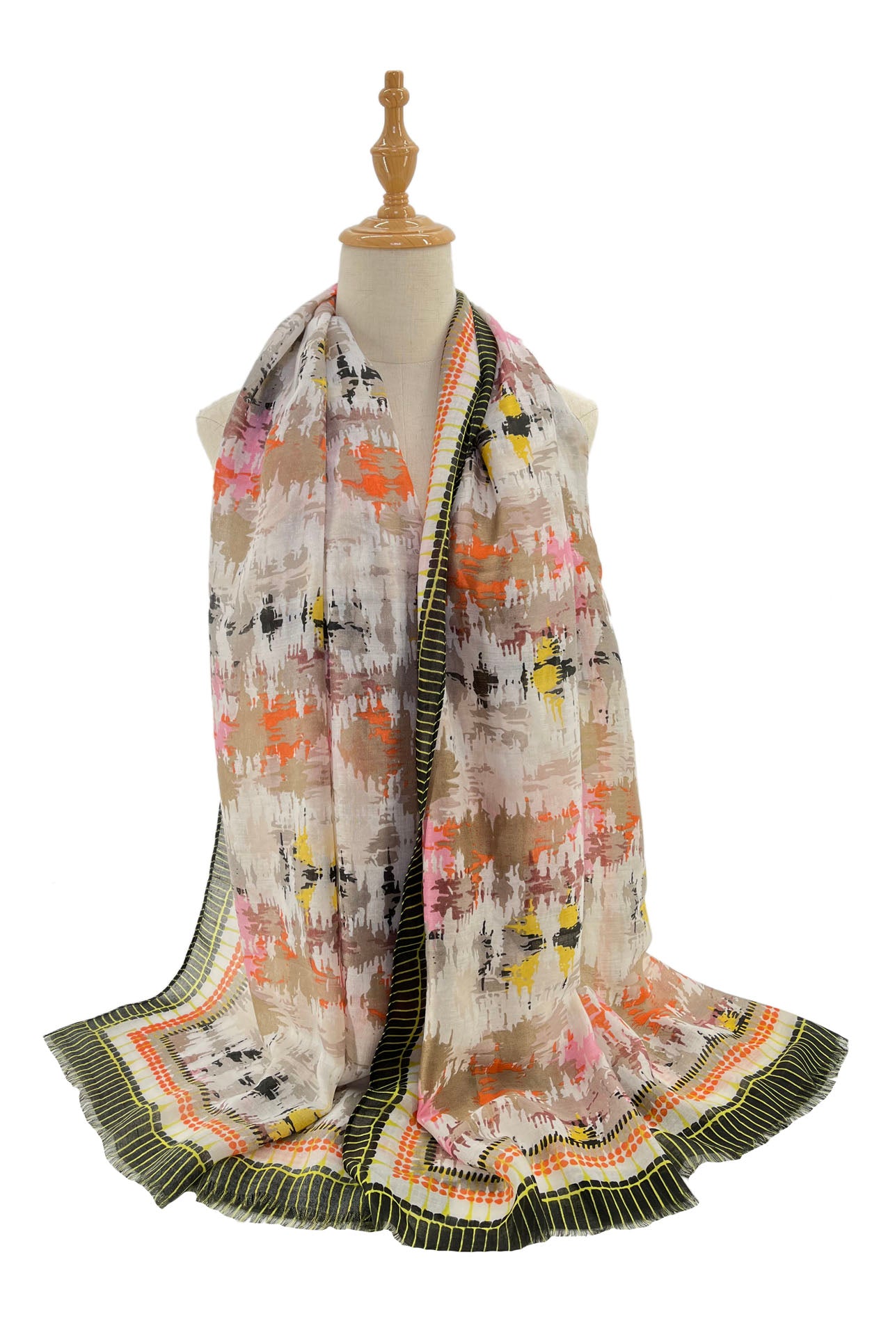 SF2295-676 Vibrant Watercolour Splash Print Scarf