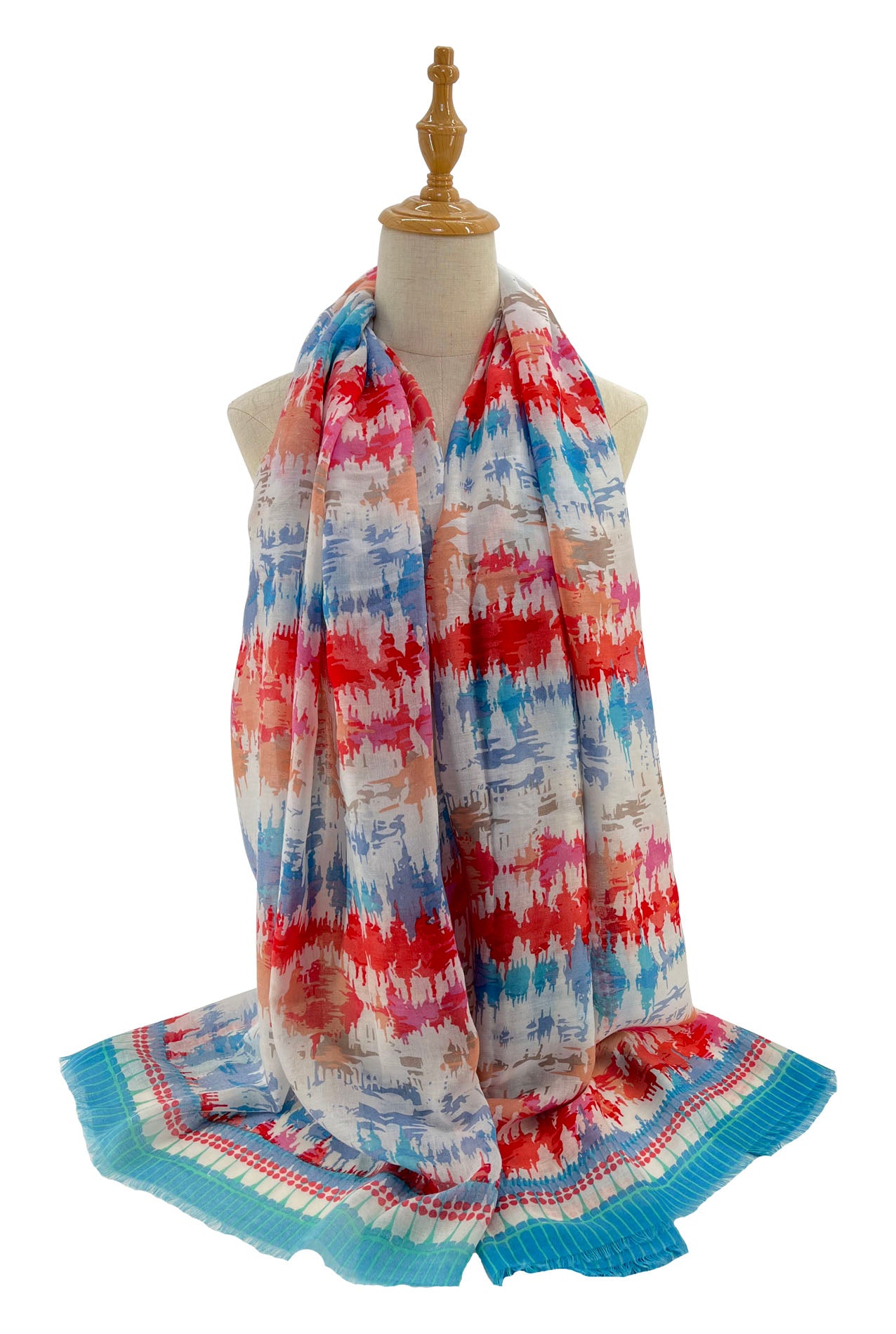 SF2295-676 Vibrant Watercolour Splash Print Scarf