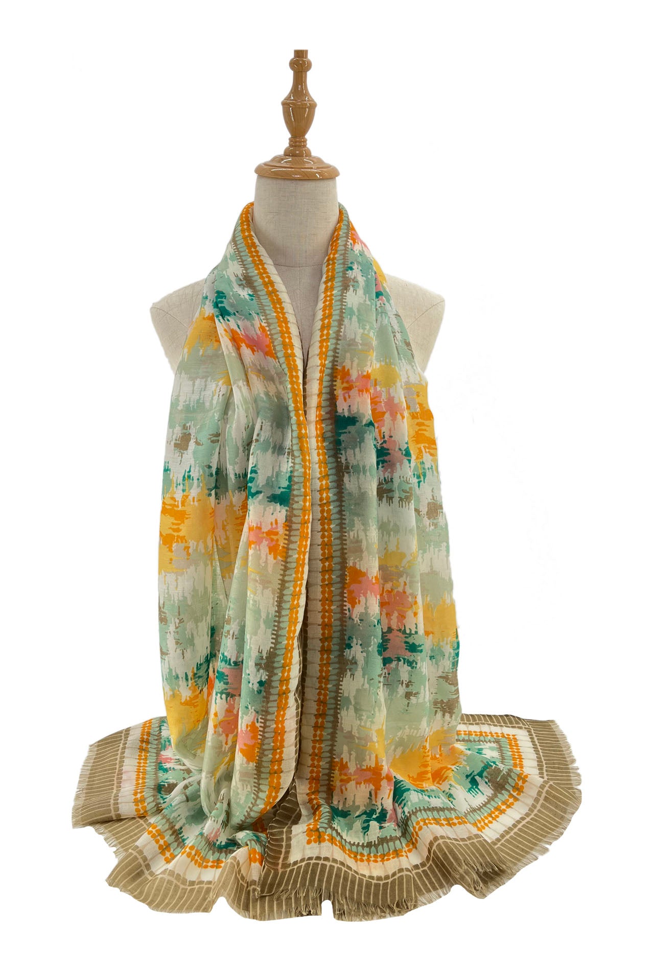 SF2295-676 Vibrant Watercolour Splash Print Scarf