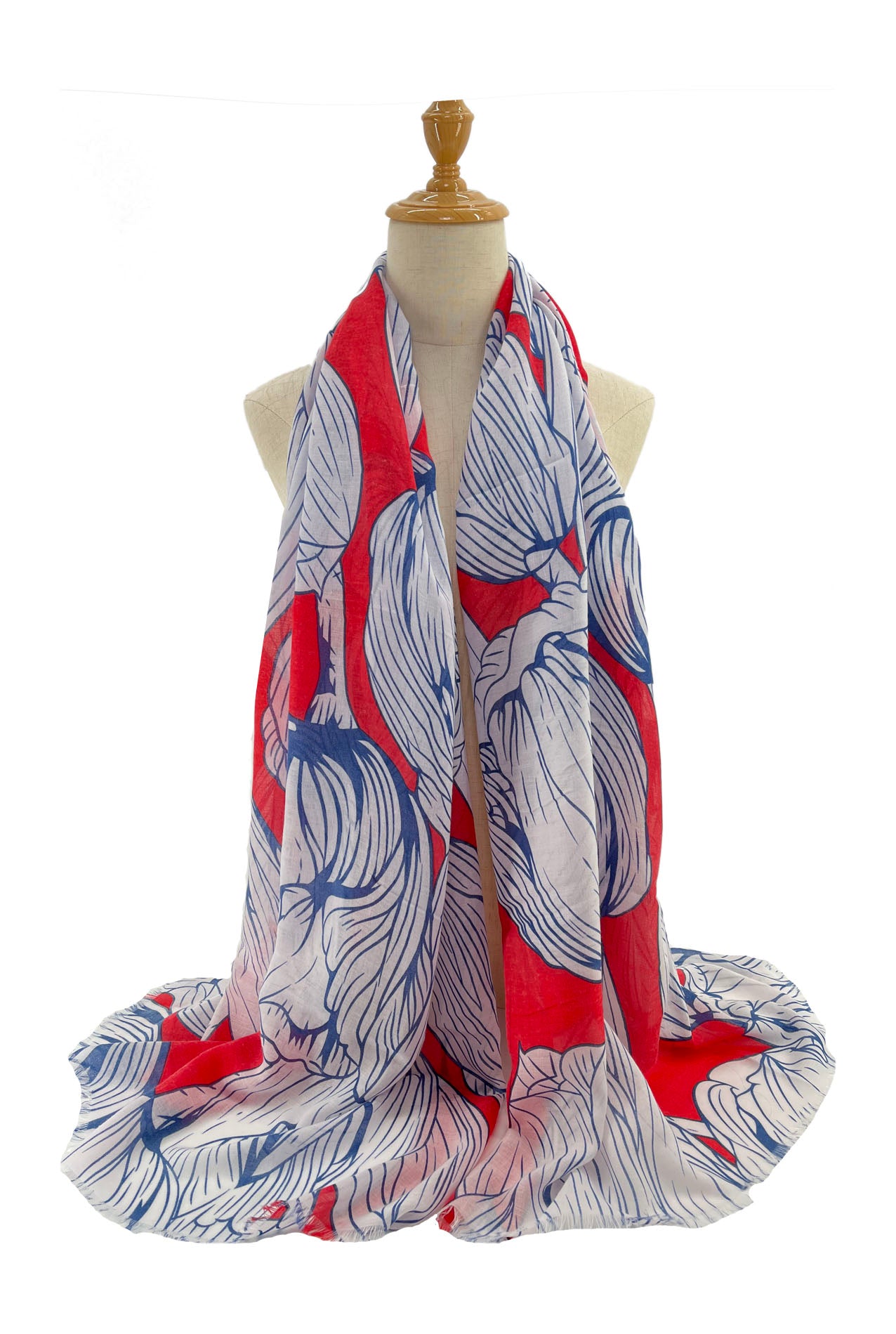 SF2295-679 Large Multicolour Tulip Print Cotton Mix Scarf