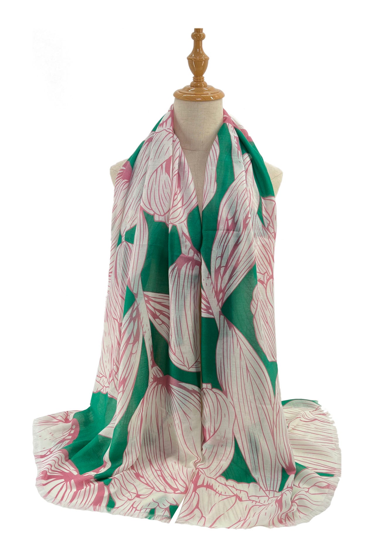 SF2295-679 Large Multicolour Tulip Print Cotton Mix Scarf