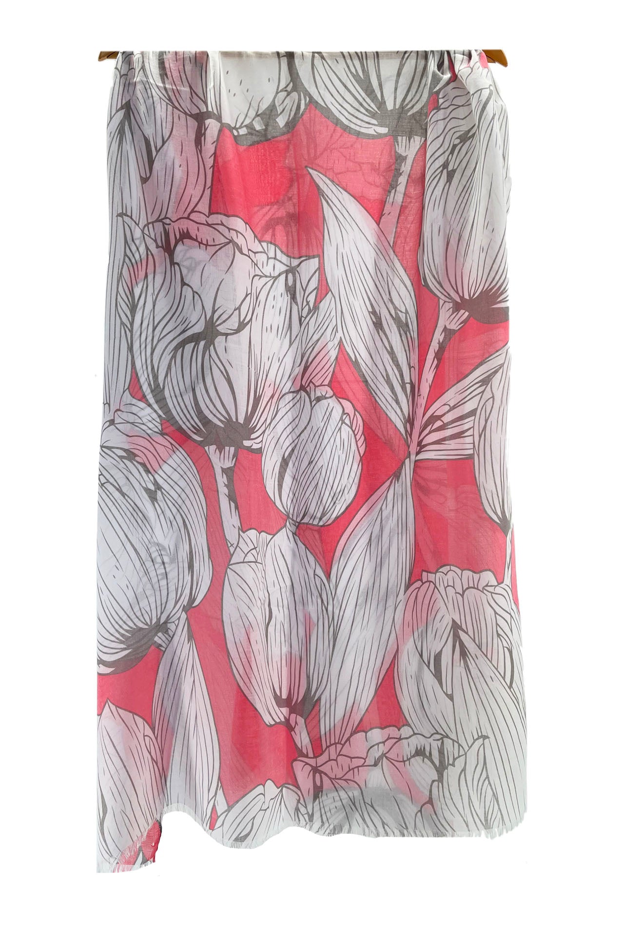 SF2295-679 Large Multicolour Tulip Print Cotton Mix Scarf