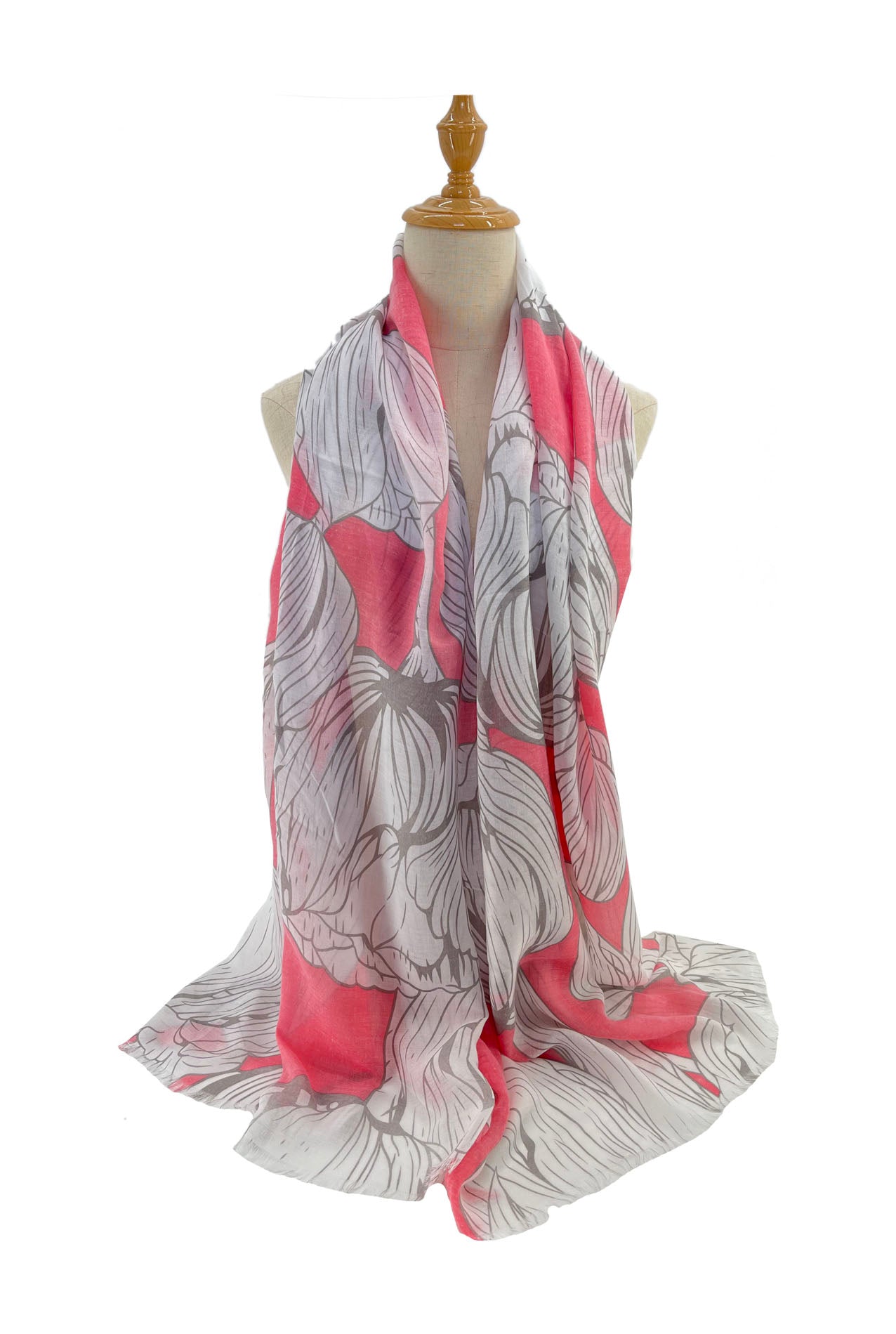 SF2295-679 Large Multicolour Tulip Print Cotton Mix Scarf