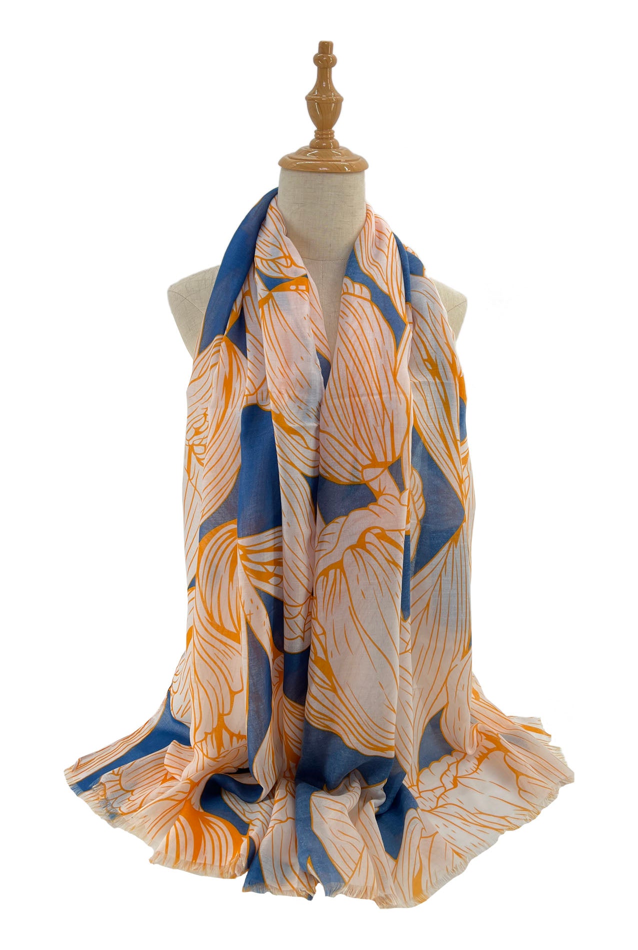 SF2295-679 Large Multicolour Tulip Print Cotton Mix Scarf