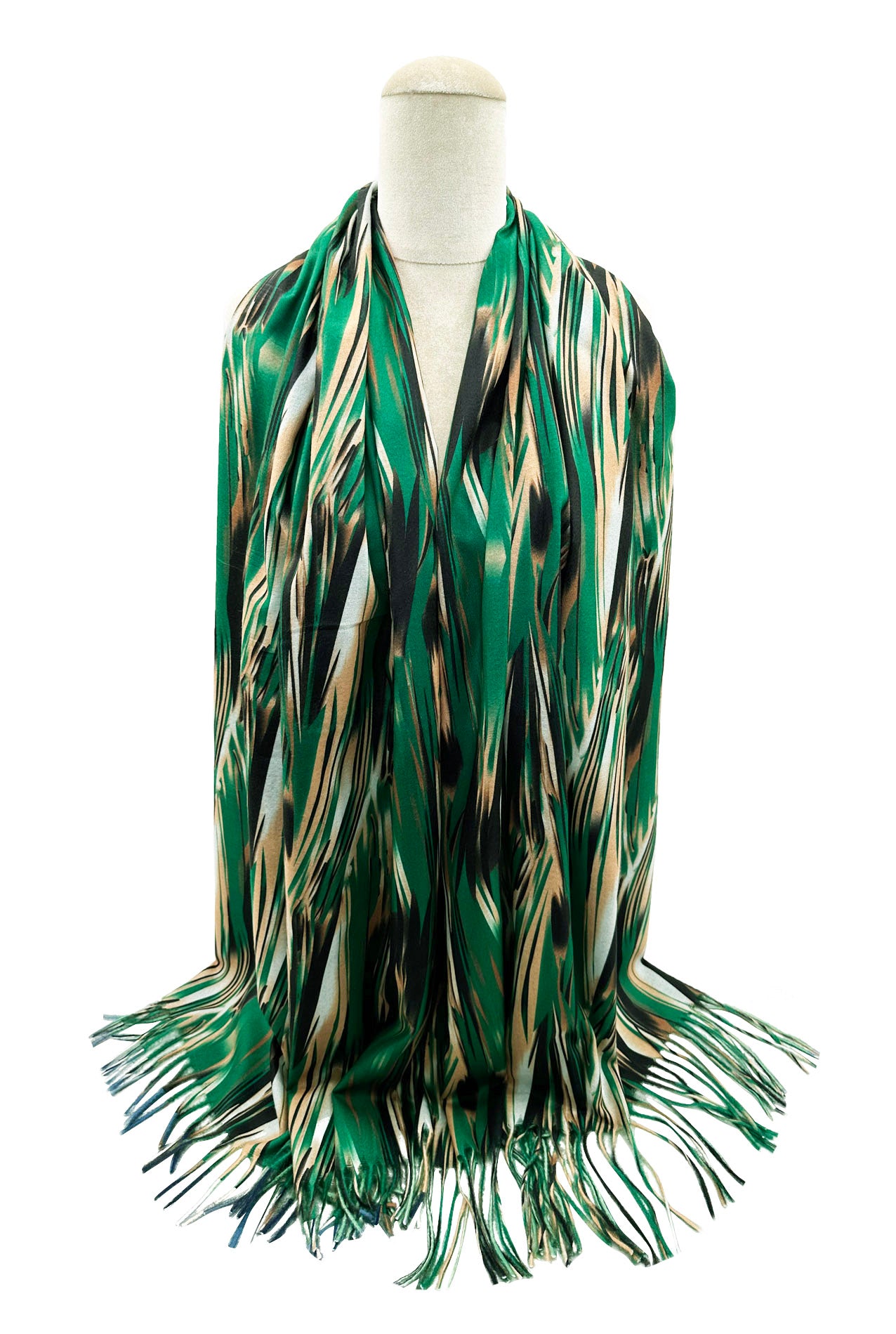 SF23105-914 Abstract Colourful Textured Cotton Mix Scarf with Tassels